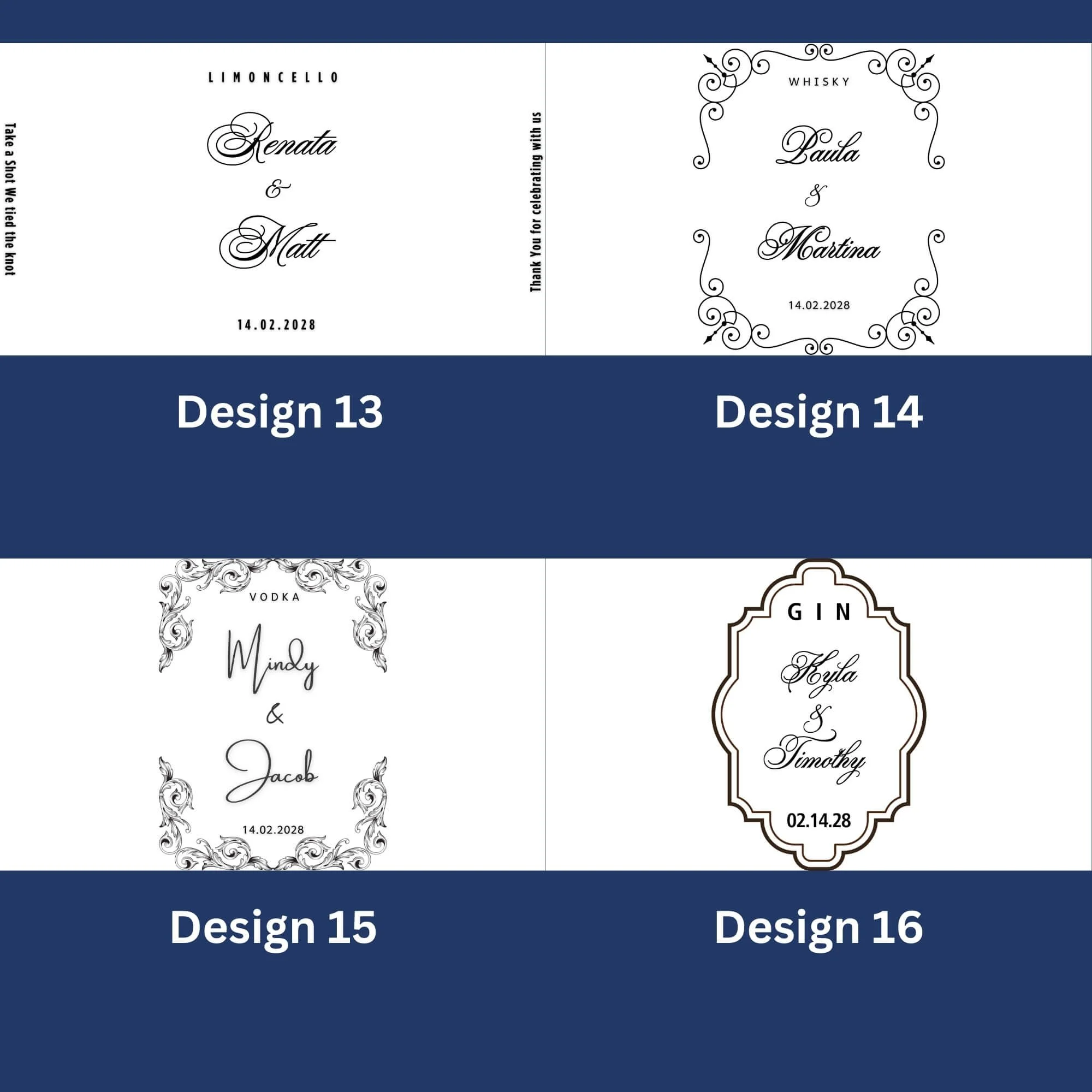 DIY Limoncello square 50ml Frosted Glass Bottles