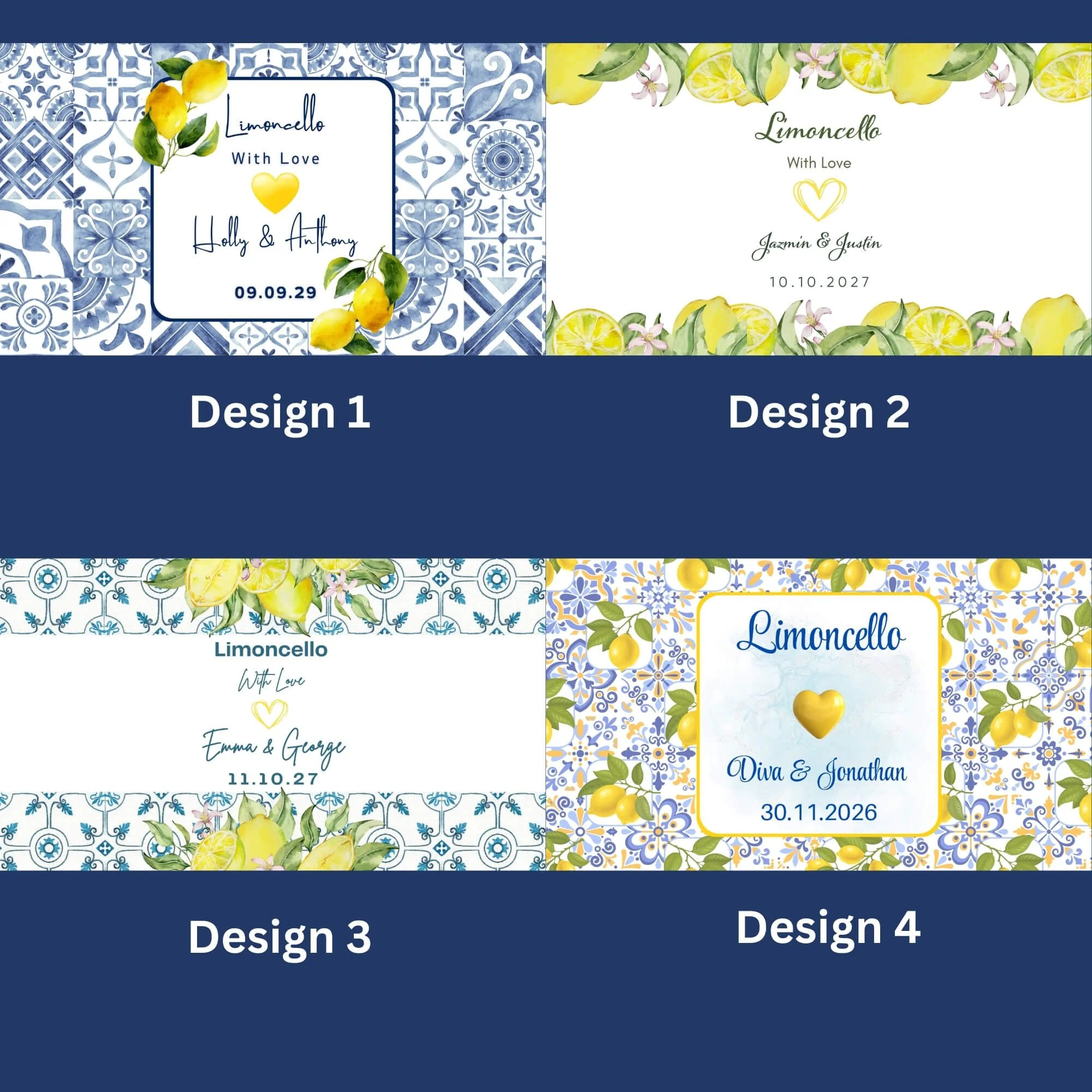 DIY Limoncello square 50ml Frosted Glass Bottles