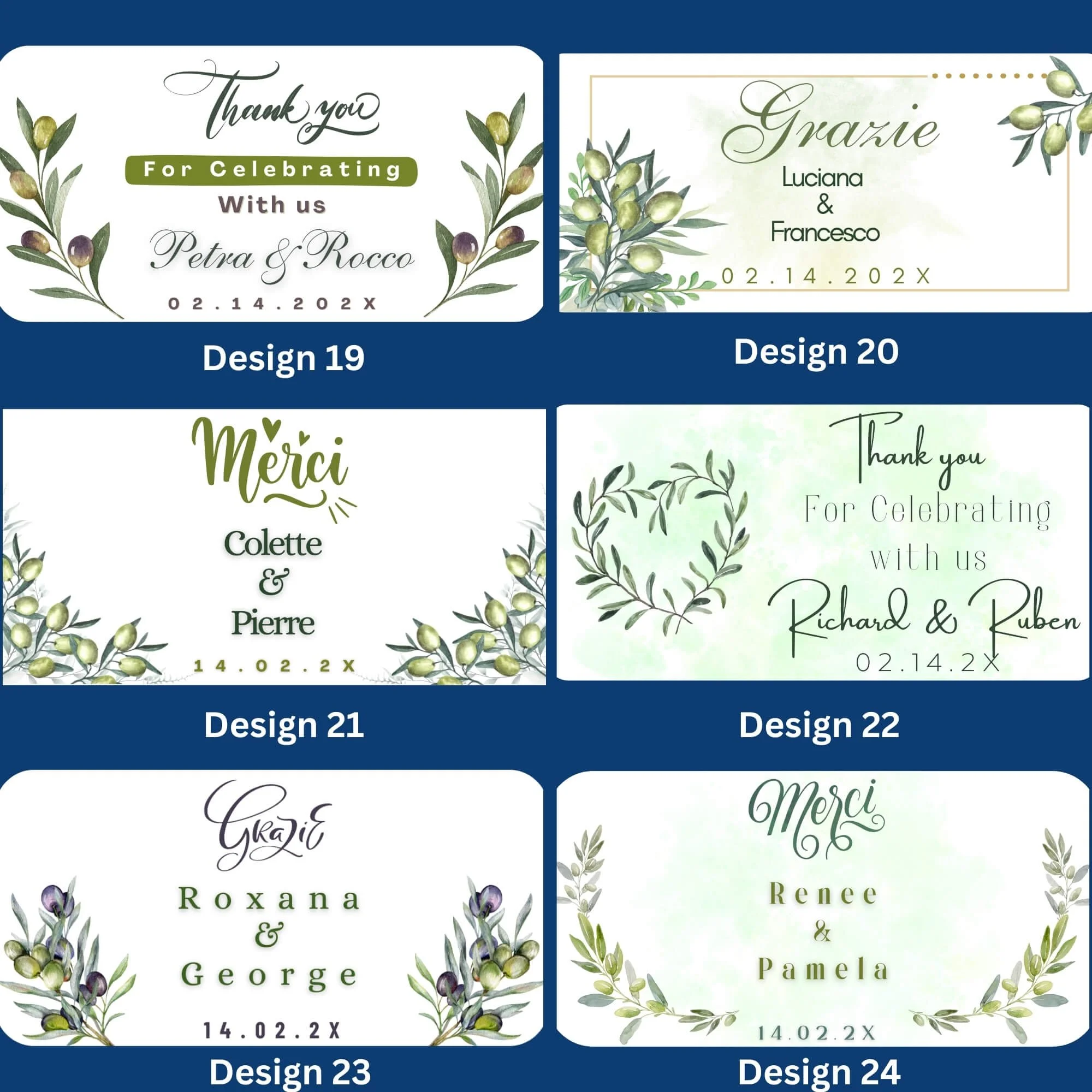 Mini olive oil glass bottle 50ml with handle and custom wedding label By Luna Brisbane