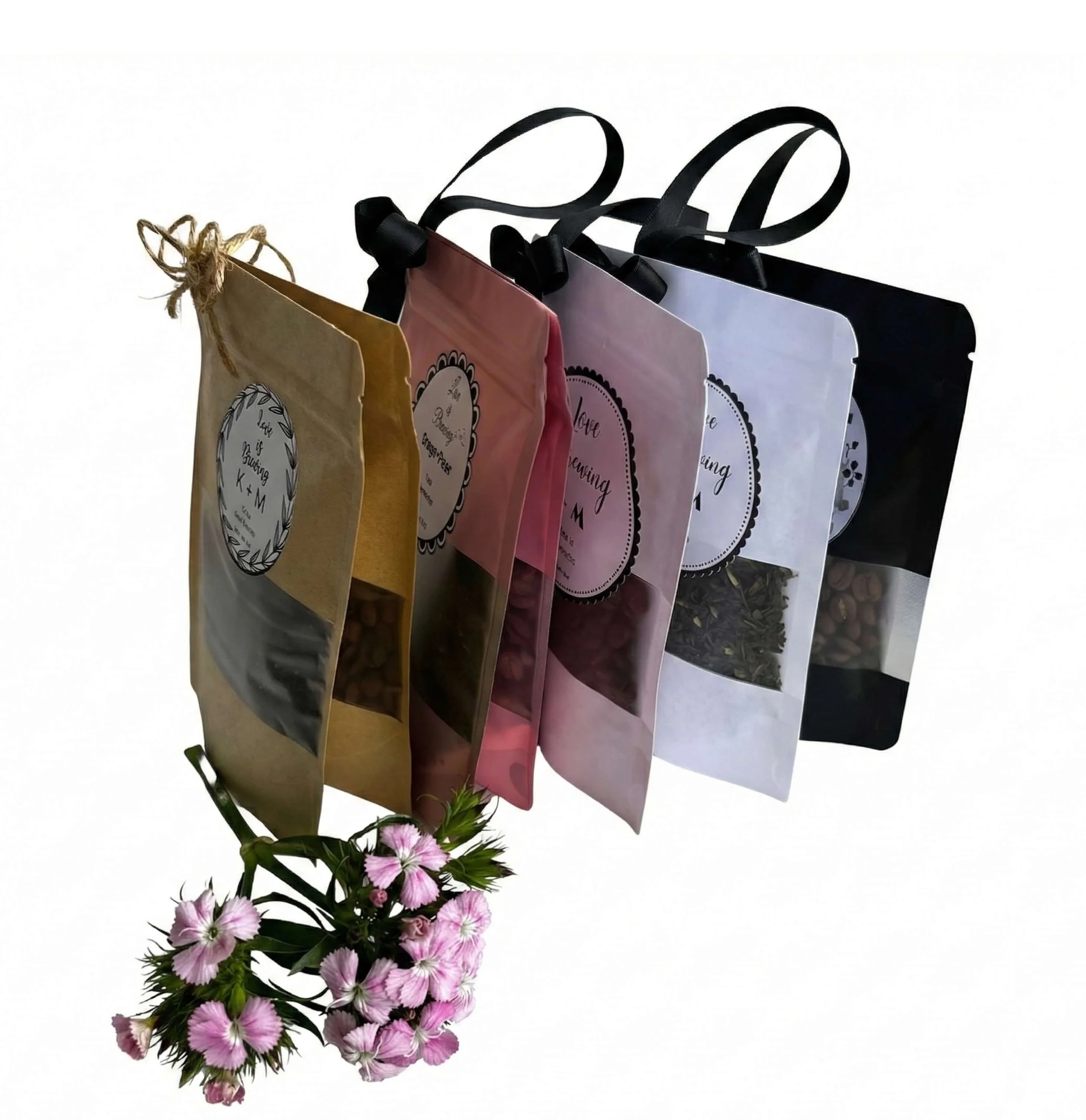 Duo bag coffee and tea wedding favour personalized guest favours By Luna Australia