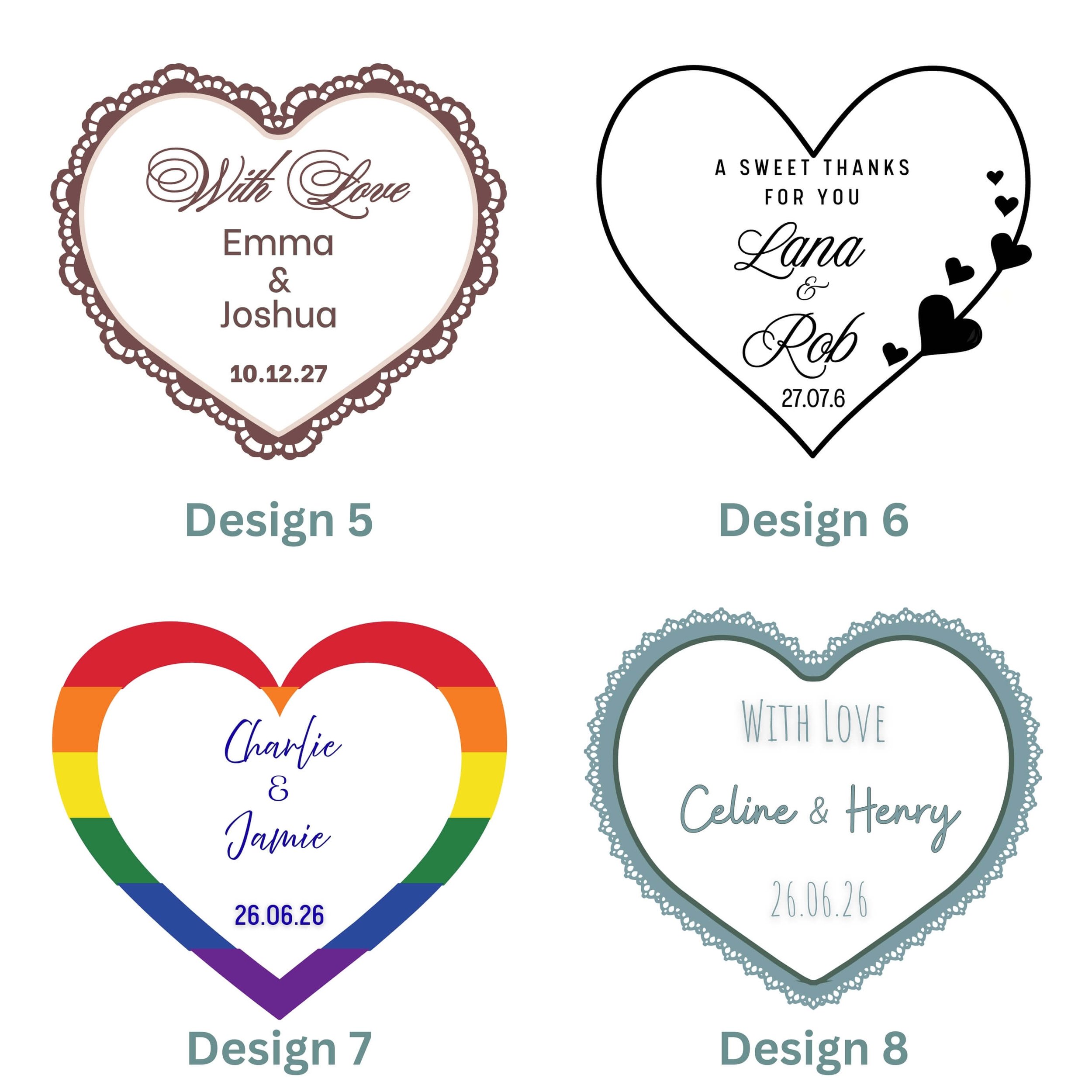 Heart chocolate jar with custom label elegant wedding and event favours