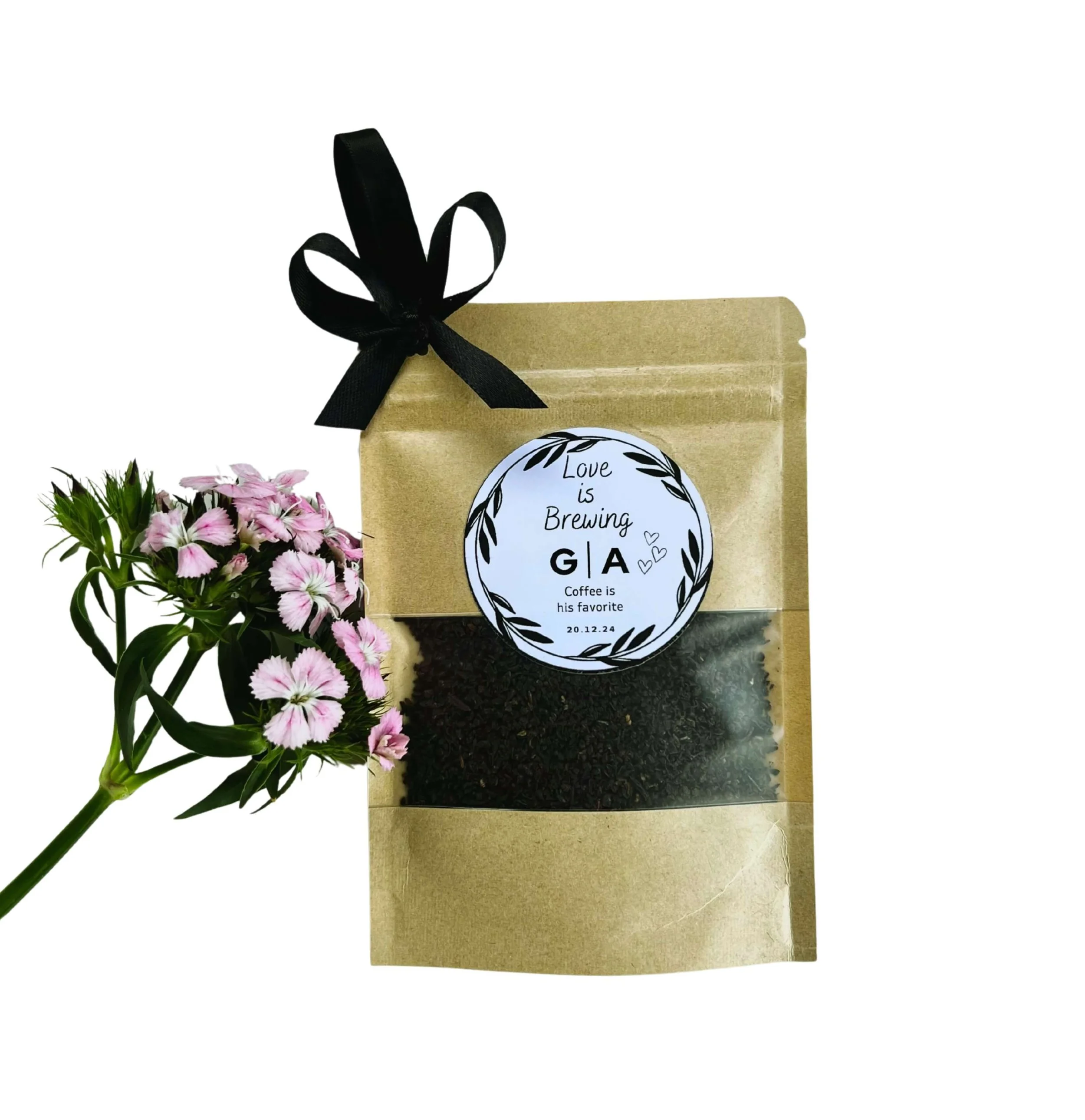 Loose tea bag personalised wedding and event favours with custom label By Luna Australia