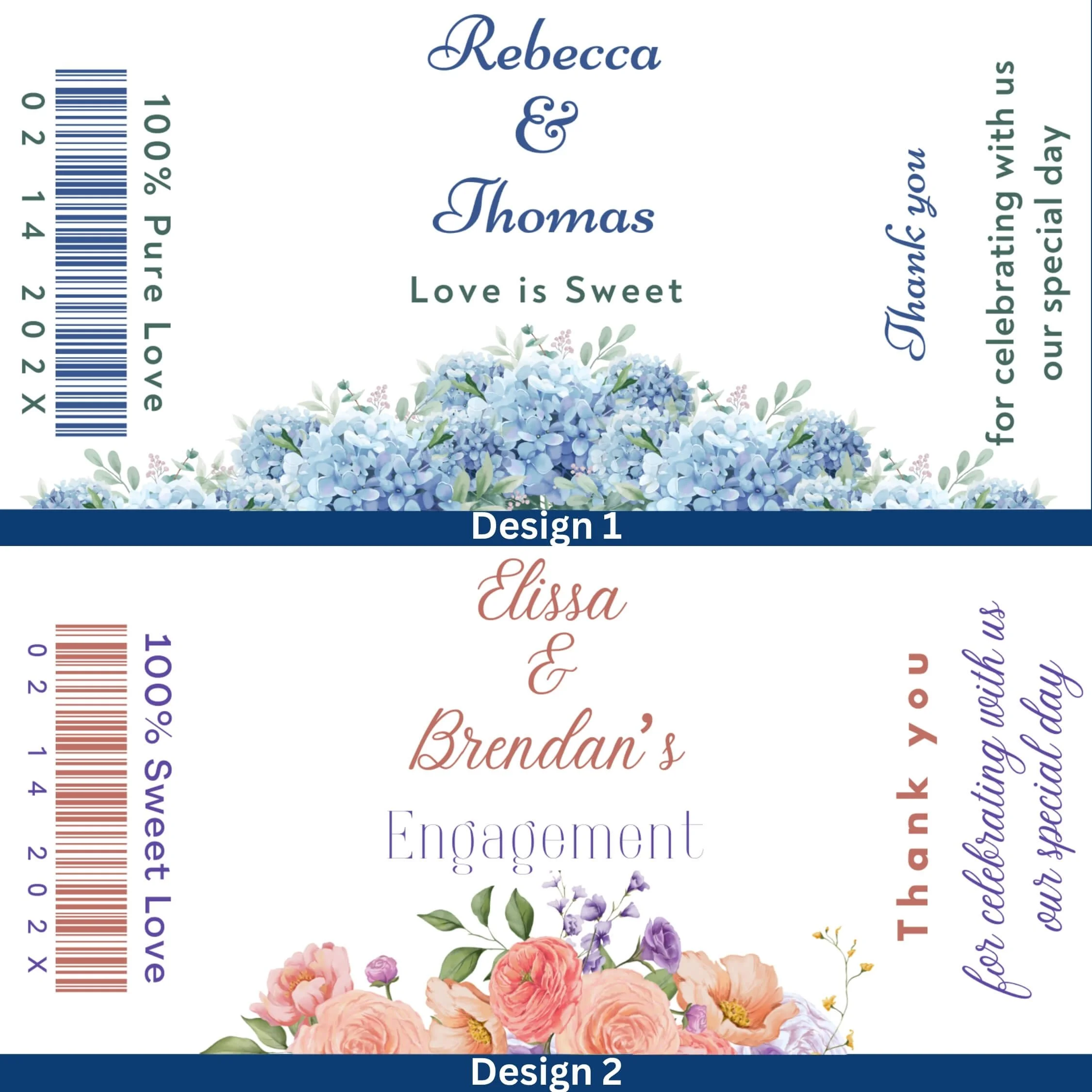 50gr mini honey jars for DIY wedding favours with custom labels and ribbon bow