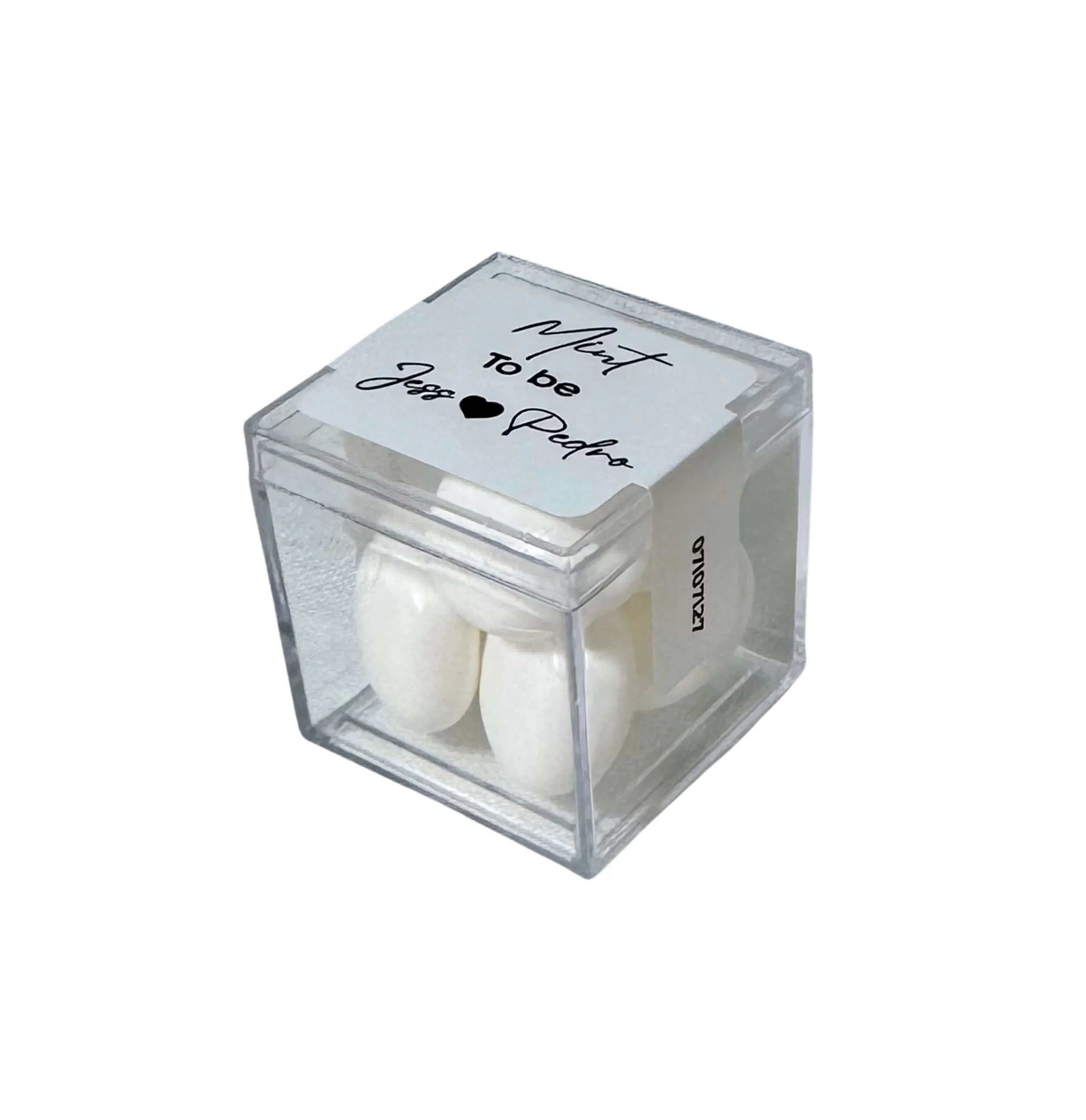 Transparent acrylic box filled with mints elegant event favour
