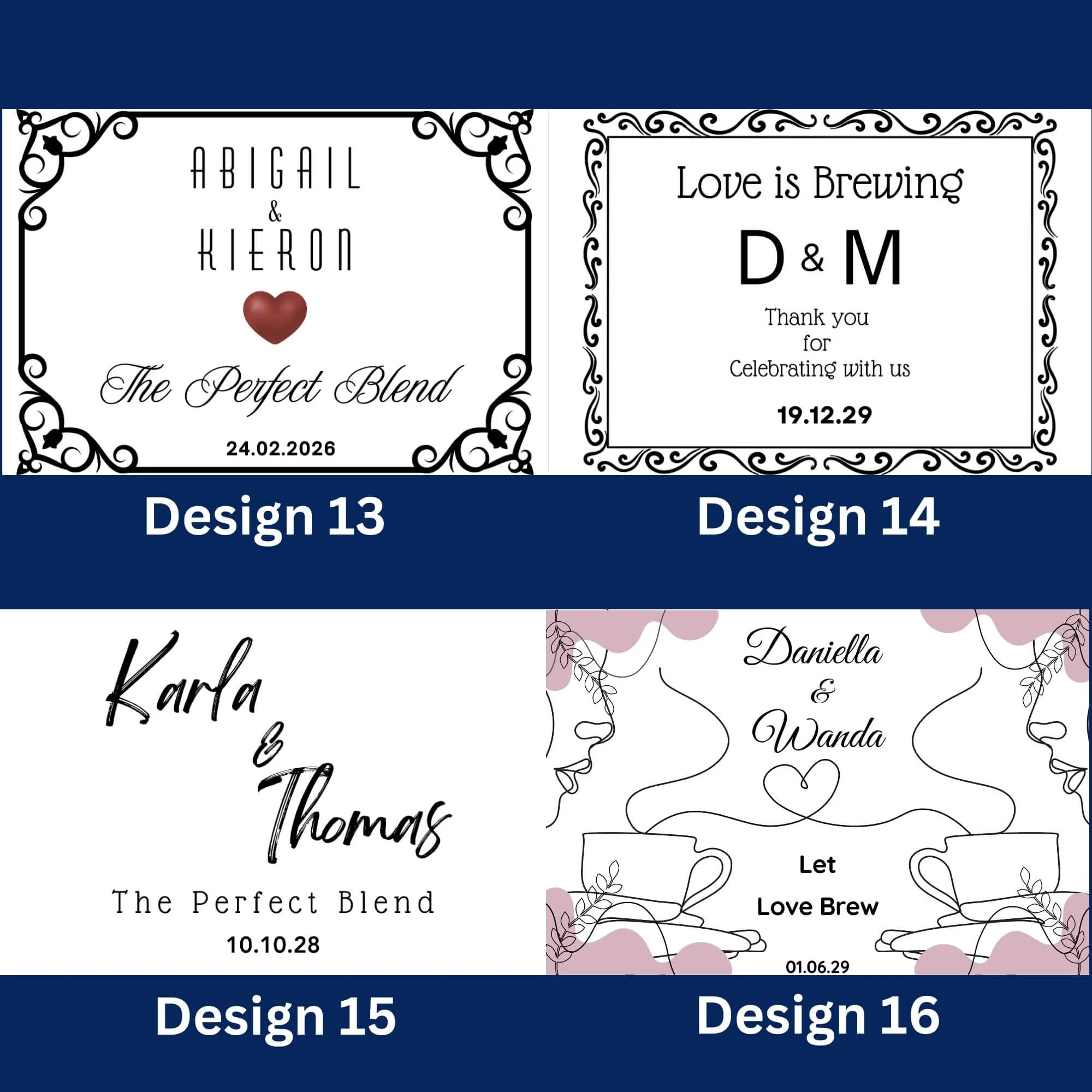 Personalised coffee favours for weddings and events By Luna Australia (Copy)