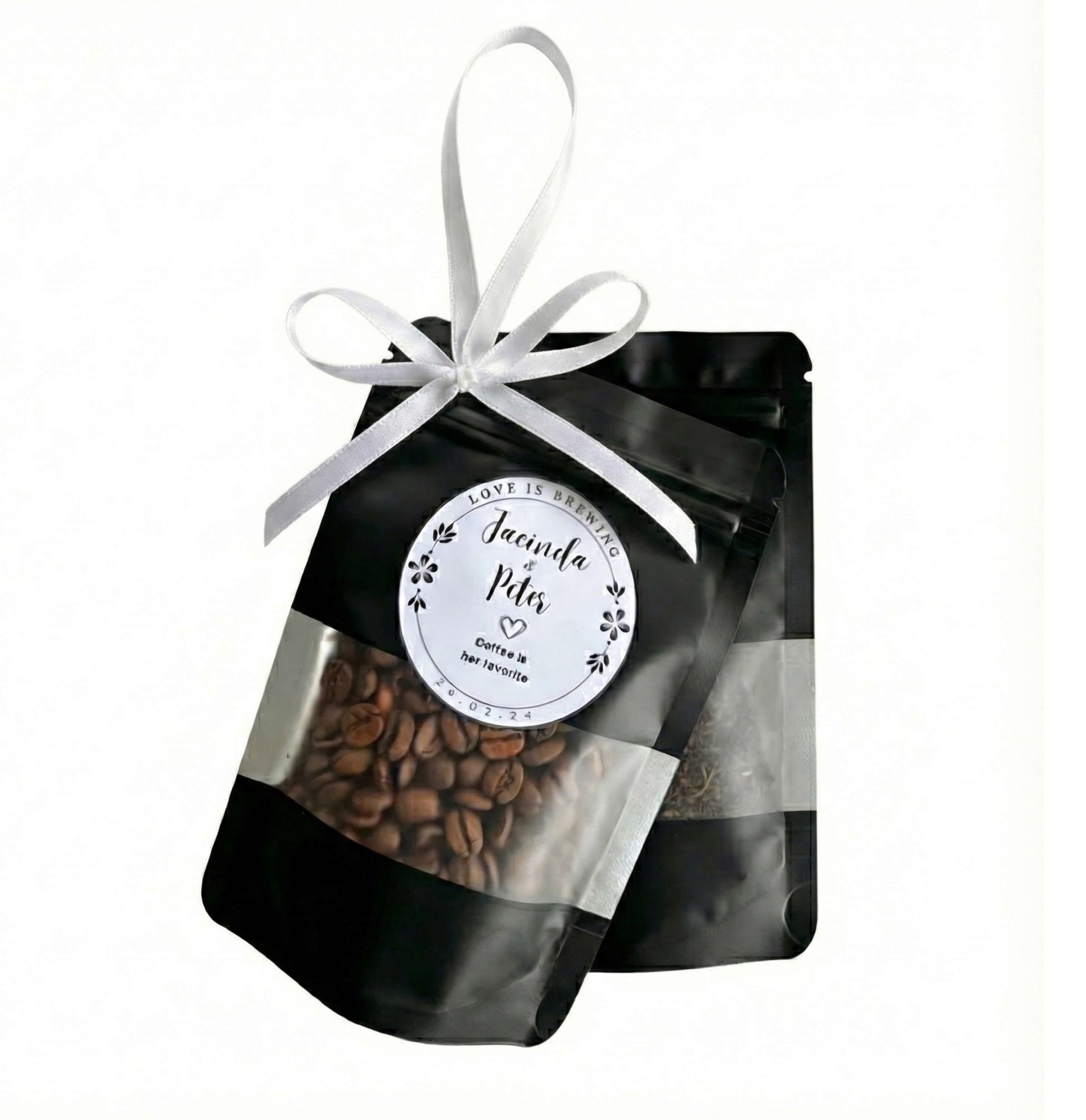 Duo bag coffee and tea wedding favour personalized guest favours By Luna Australia