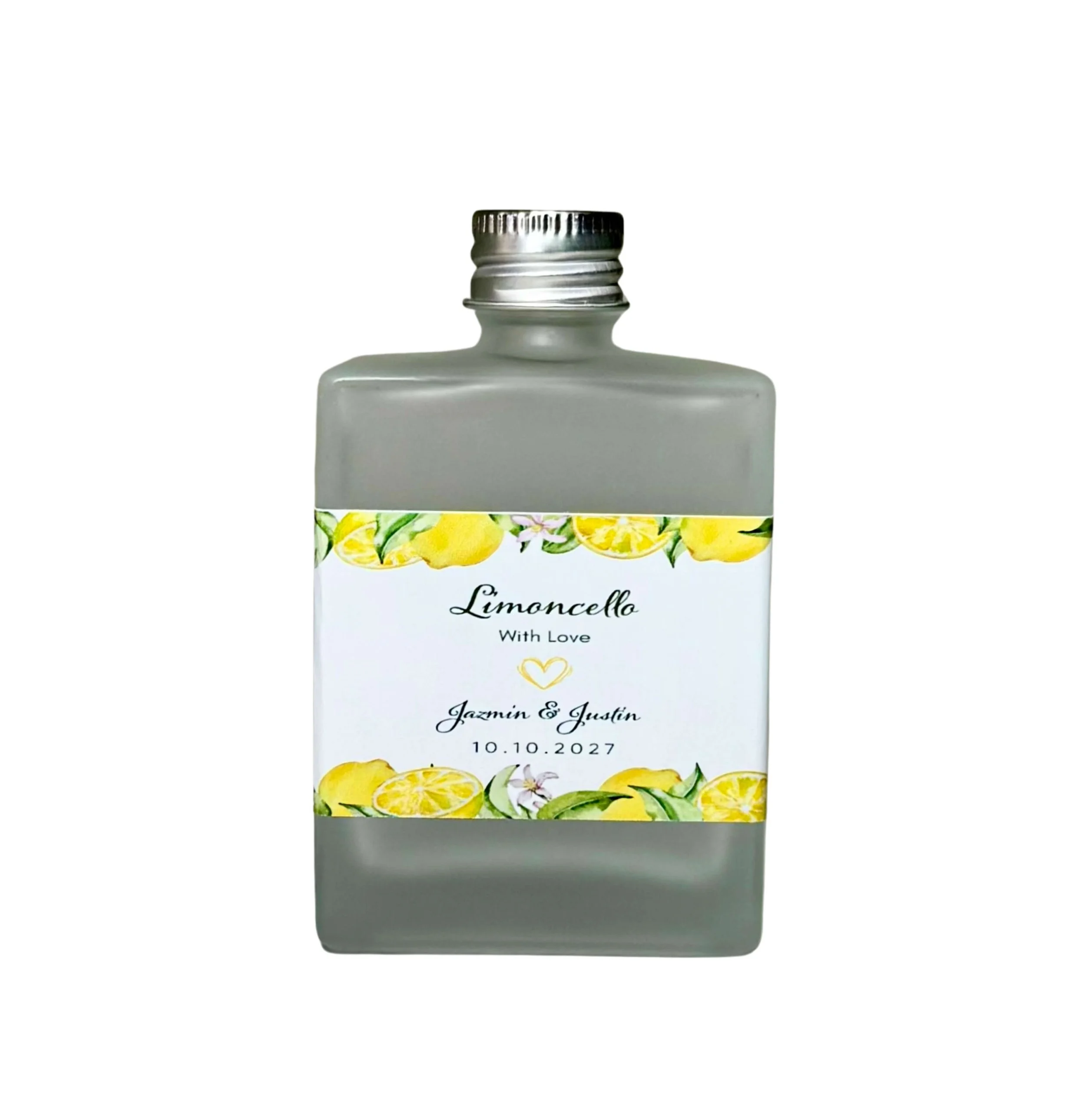 DIY Limoncello square 50ml Frosted Glass Bottles