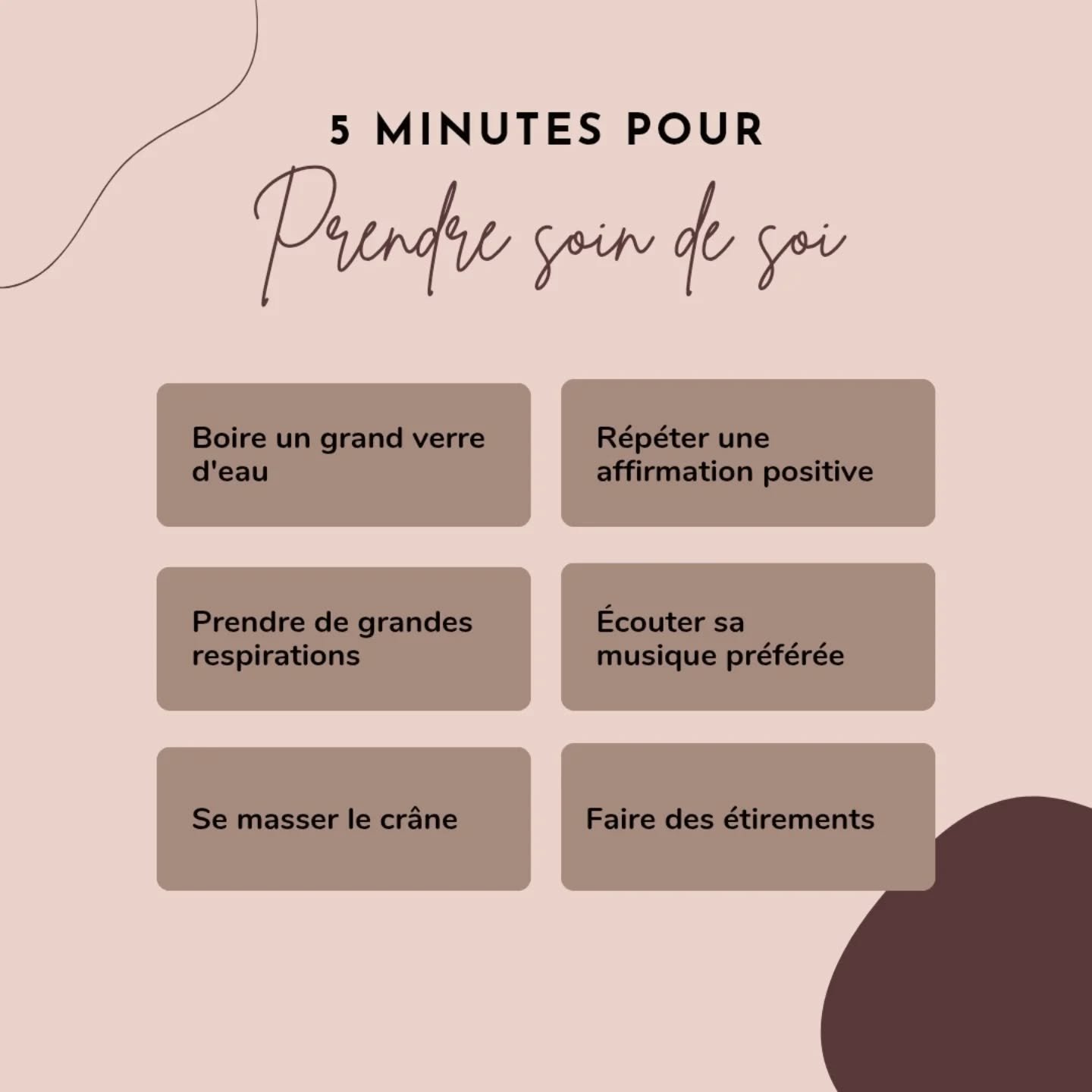 Parce qu&rsquo;il suffit parfois de 5 minutes pour changer l&rsquo;&eacute;nergie de sa journ&eacute;e 

Prends ce petit temps pour TOI 
👉 Respire profond&eacute;ment
👉 Bois un grand verre d&rsquo;eau
👉 R&eacute;p&egrave;te une affirmation qui boo