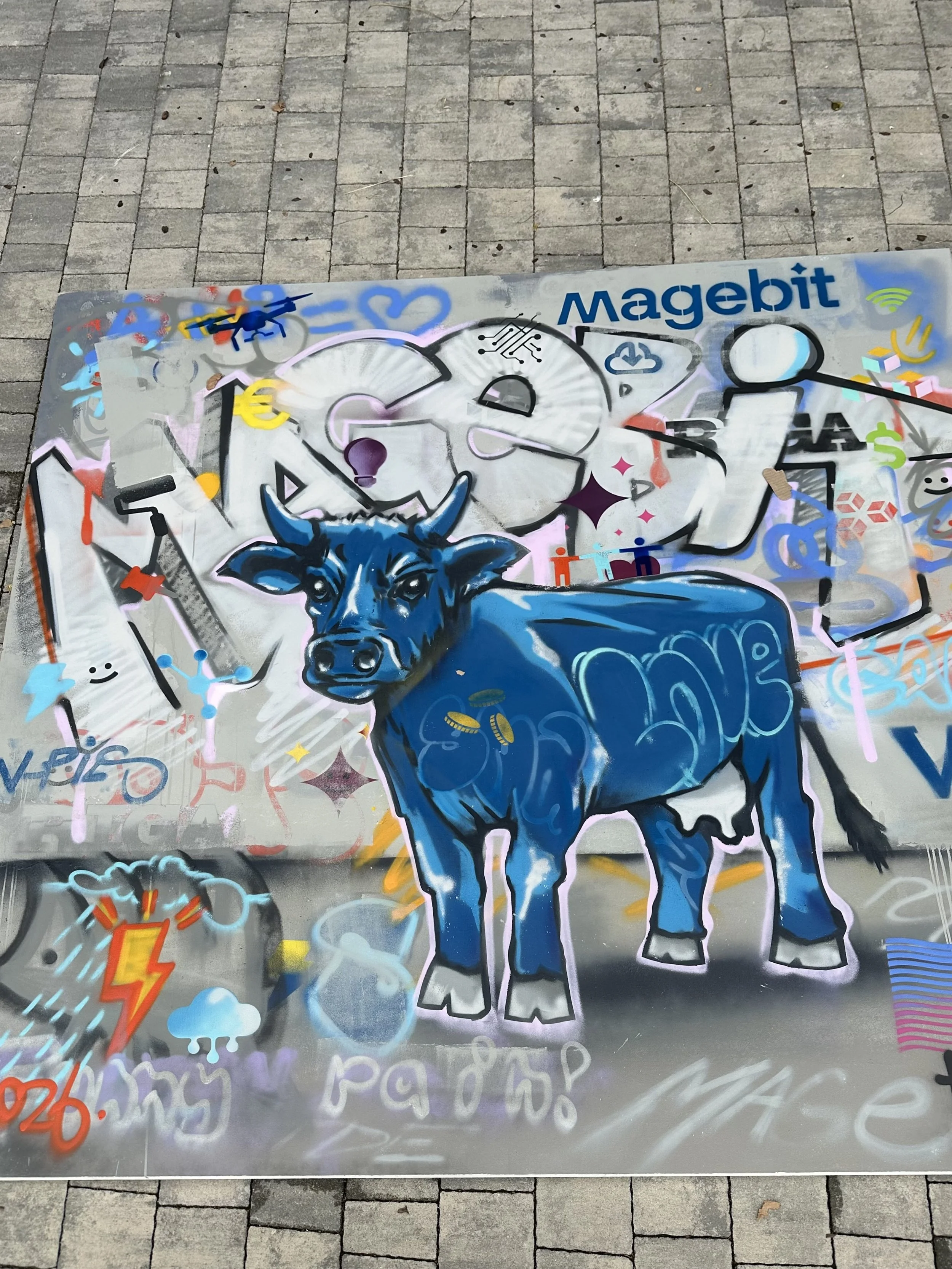 street art canvas painting during workshop