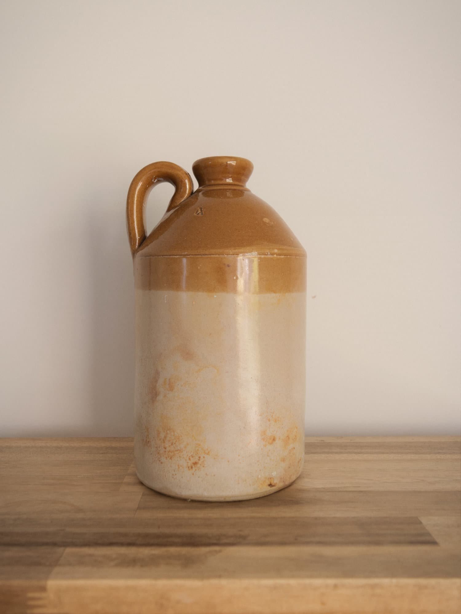 Vintage Glazed Stoneware Flagon