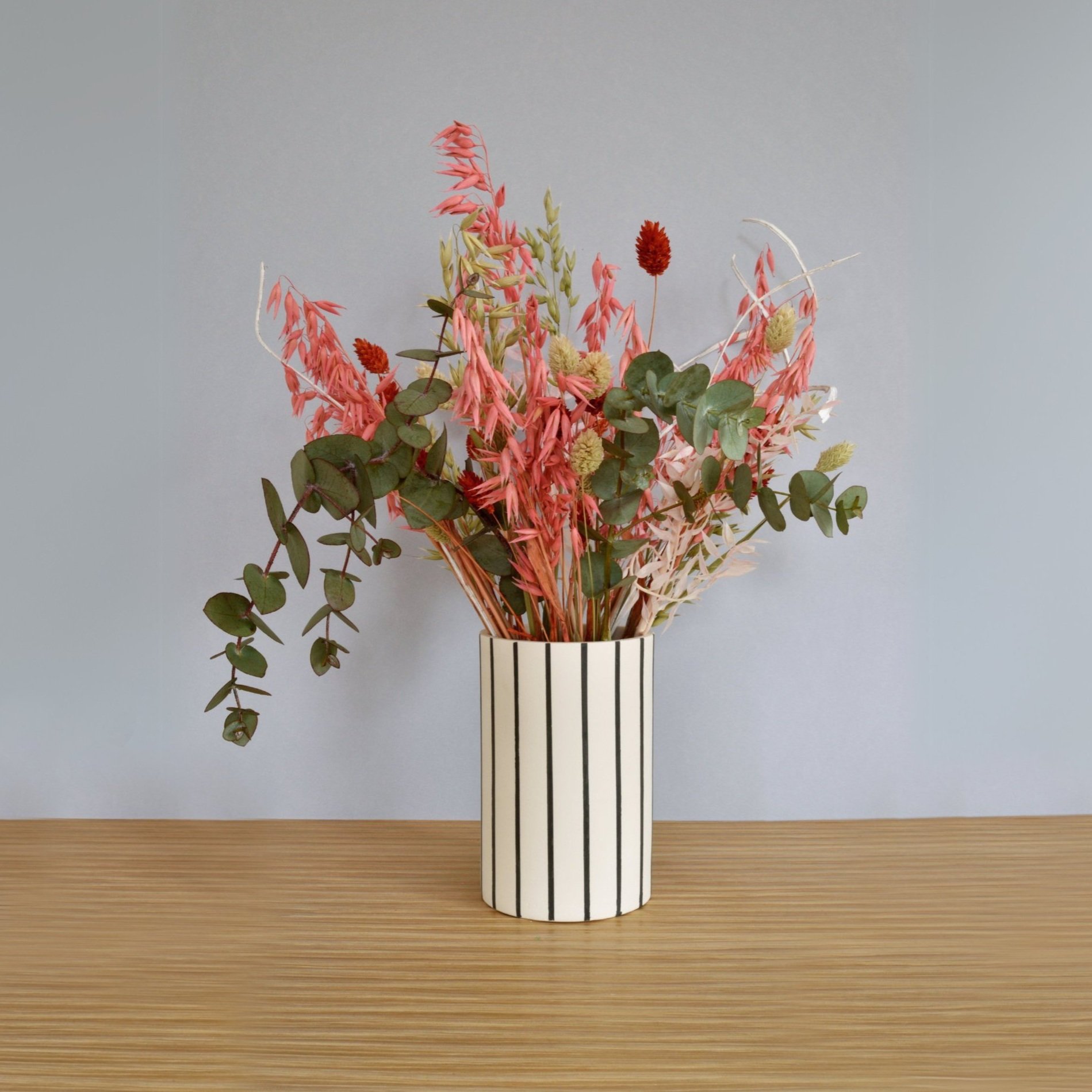 Large Striped Vase, White and Black