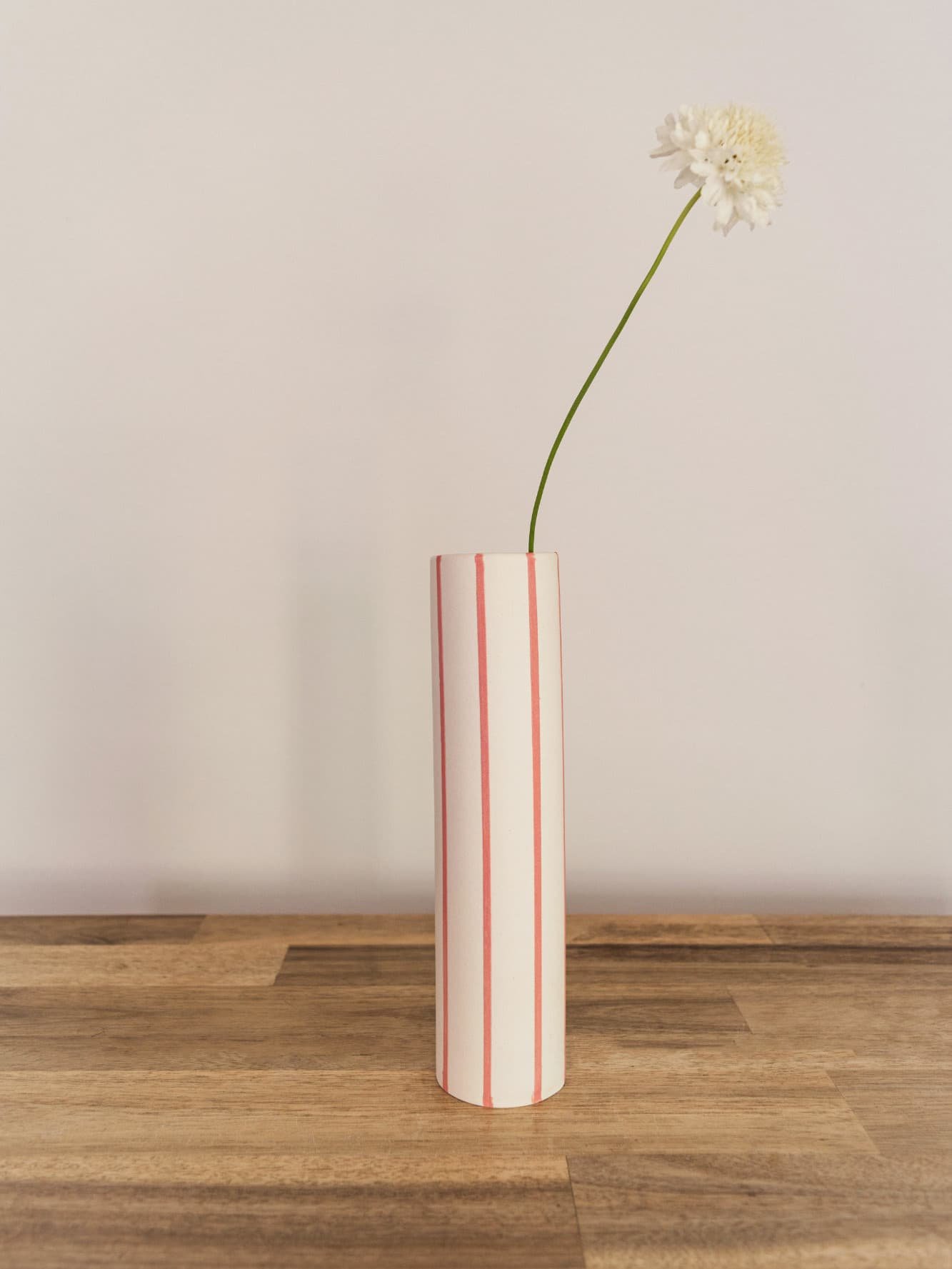 Striped Stem Vase, White and Pink
