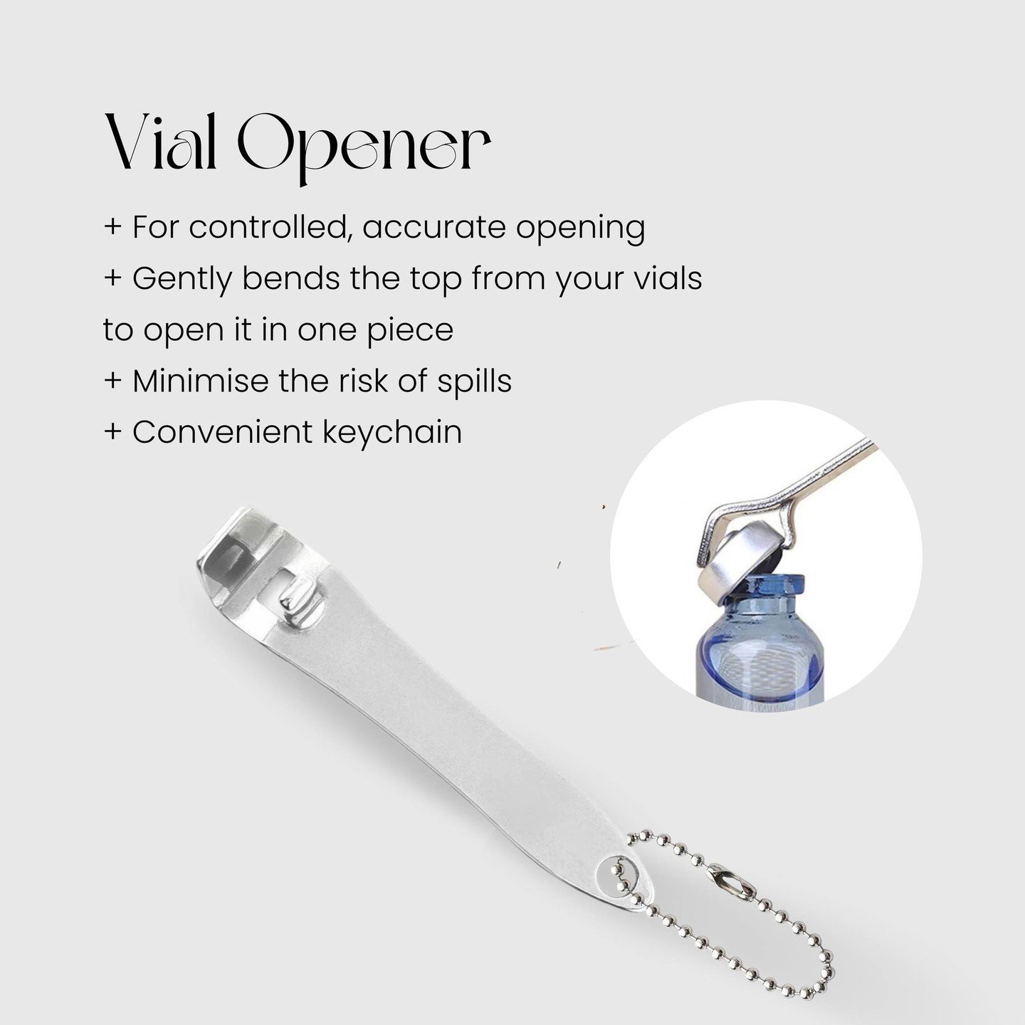An essential tool for any aesthetic practitioner, allowing them to safely and effectively open vials such as Botox and Dysport. The Vial Opener has been specifically designed to provide convenience and precision during the preparation process.⁠
Shop 