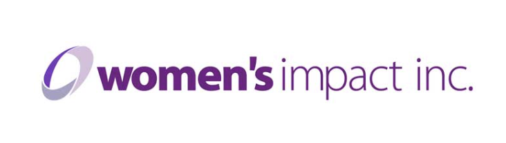 Logo for Women's Impact Inc. with purple and gray design elements. Hannah Clemente with Clemente Travels is a member of Women's Impact.