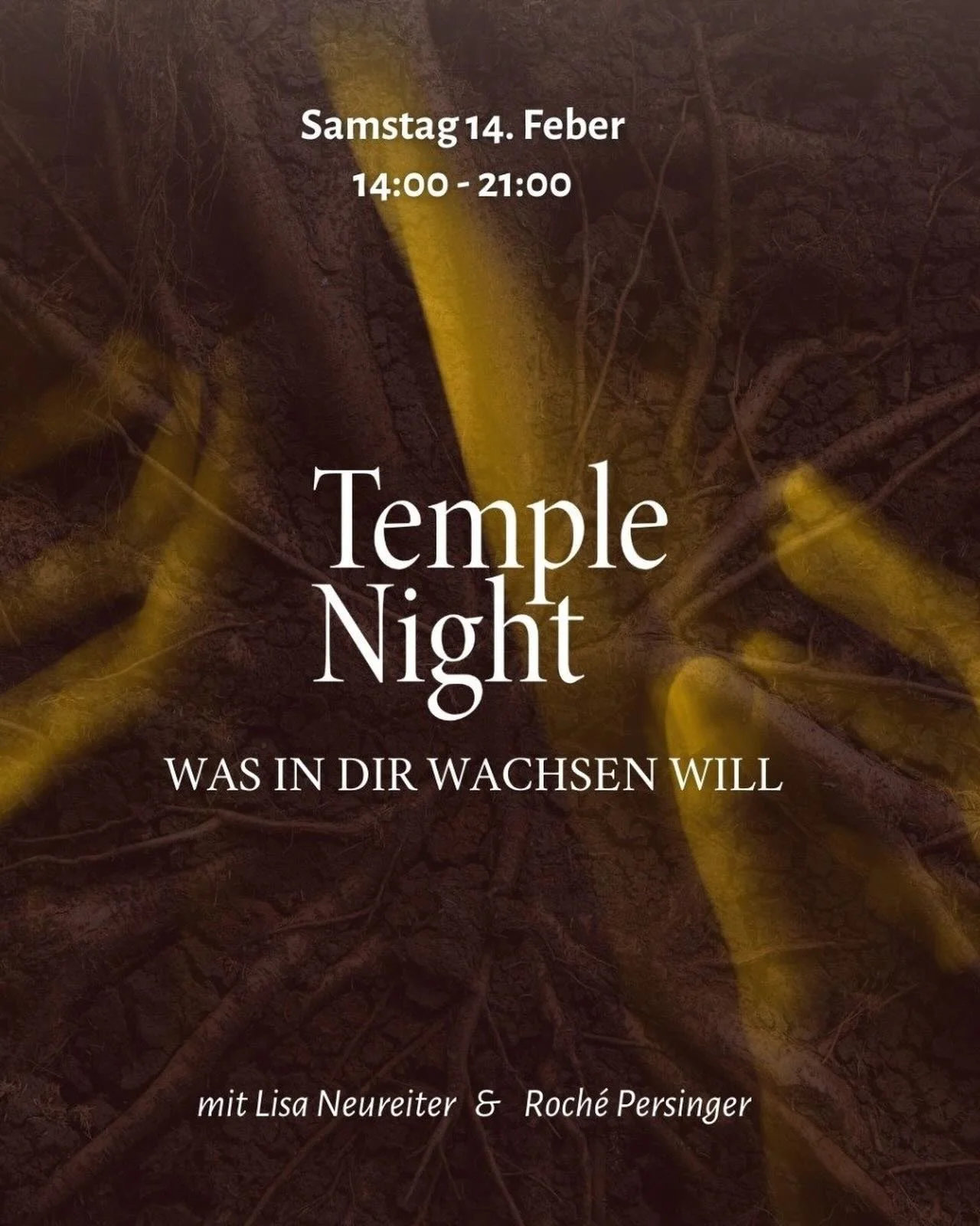 ✨ Temple Night Graz &ndash; Was in dir wachsen will ✨
📍 Graz | 14. Februar 2026 | 14:00&ndash;21:00

Ein Raum, um langsamer zu werden
und Facetten in dir zu erkunden,
die im Alltag oft wenig Platz haben.

Anteile, die gesp&uuml;rt und erlebt und aus