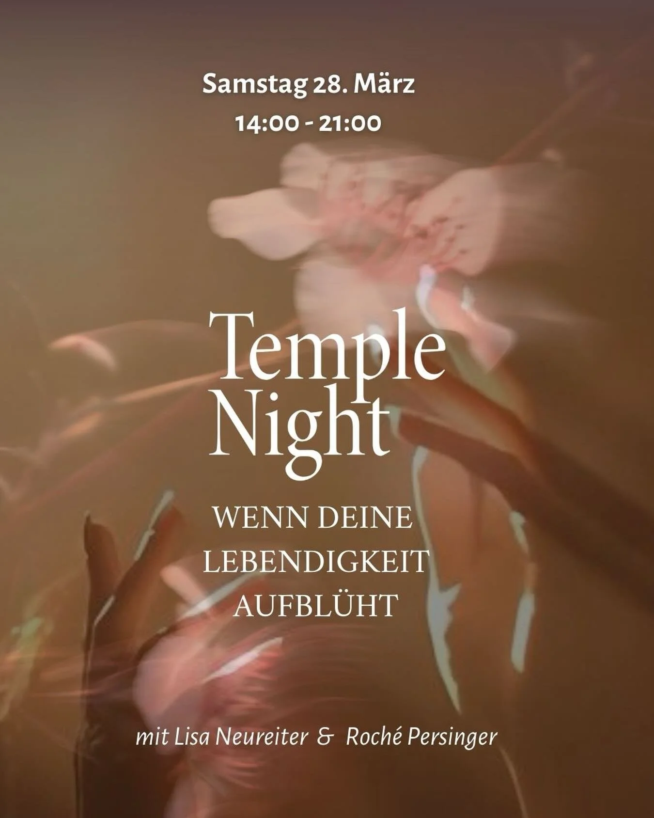 🌱🌸 Temple Night Graz &ndash; Wenn deine Lebendigkeit aufbl&uuml;ht 🌸🌱
📍 Graz | 29. M&auml;rz 2026 | 14:00&ndash;21:00

Der Fr&uuml;hling bringt das Licht zur&uuml;ck.
Und vielleicht sp&uuml;rst du es auch in dir &ndash;
dieses feine Kribbeln,
di