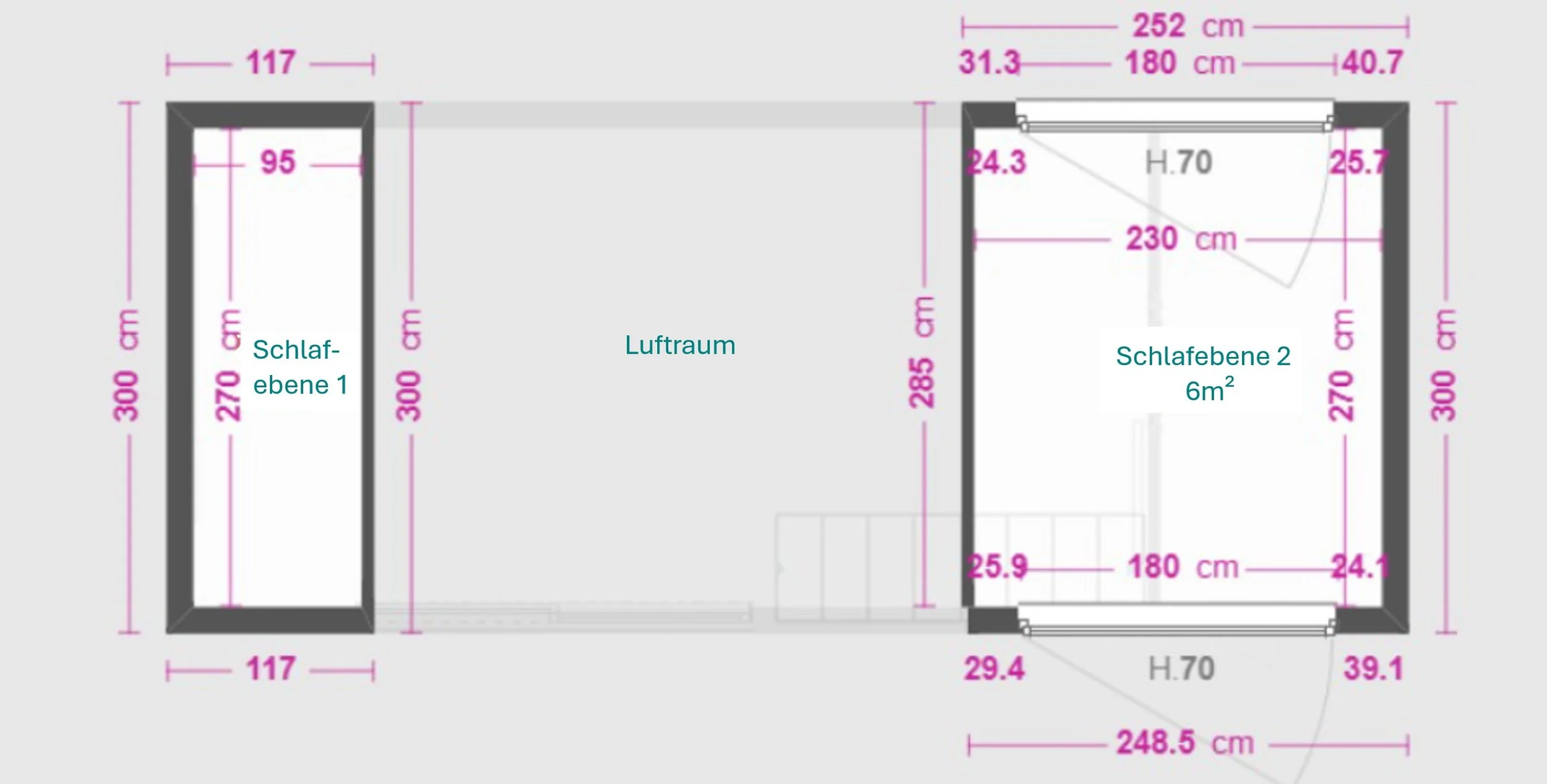 Var B: große und kleine Schlafebene