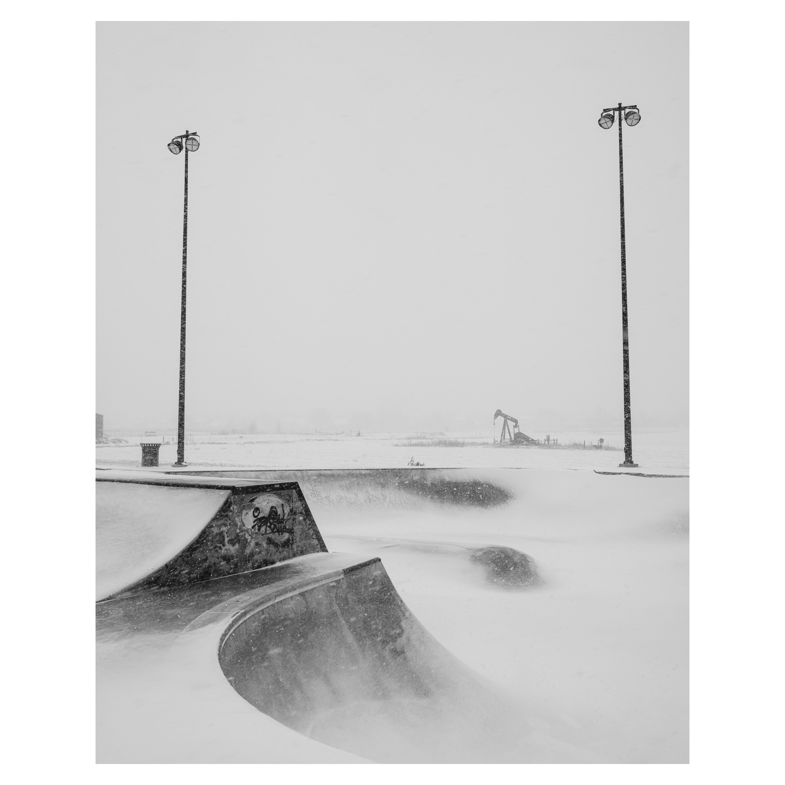 Skate Park in Snow - Signature Print