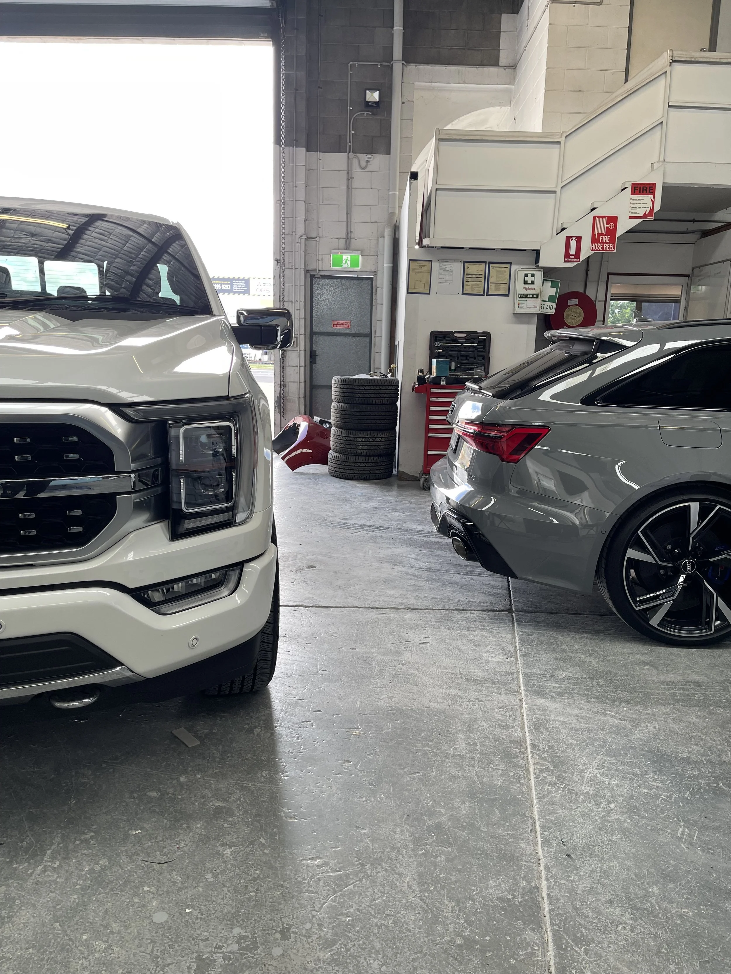 Audi RS6 Bumper Repairs, Ford F150 Panel Repairs, Re Spray