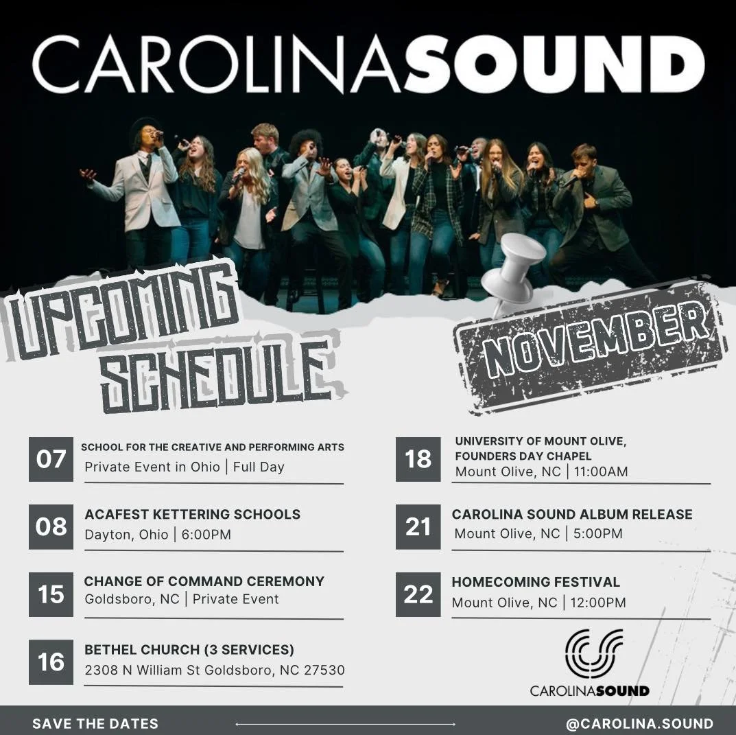 Hey, Check out Novembers Calendar! Our Christmas Schedule will drop soon! 

Carolinasound.cc