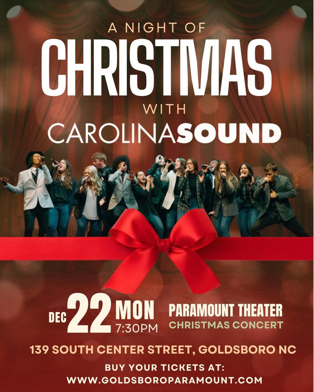 We&rsquo;re Honored to be back at the Paramount Theatre this Christmas Dec. 22 @ 7:30PM 
Get your tickets: www.goldsboroparamount.com