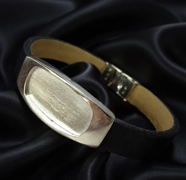 Men’s Solid 925 Sterling Silver & Real Leather Bracelet