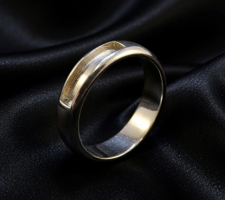 Solid 925 Sterling Silver Men’s Semi Channel Band Ring