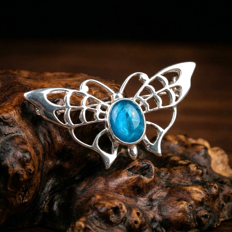 Memorial Ashes, 925 Sterling Silver Butterfly Brooch