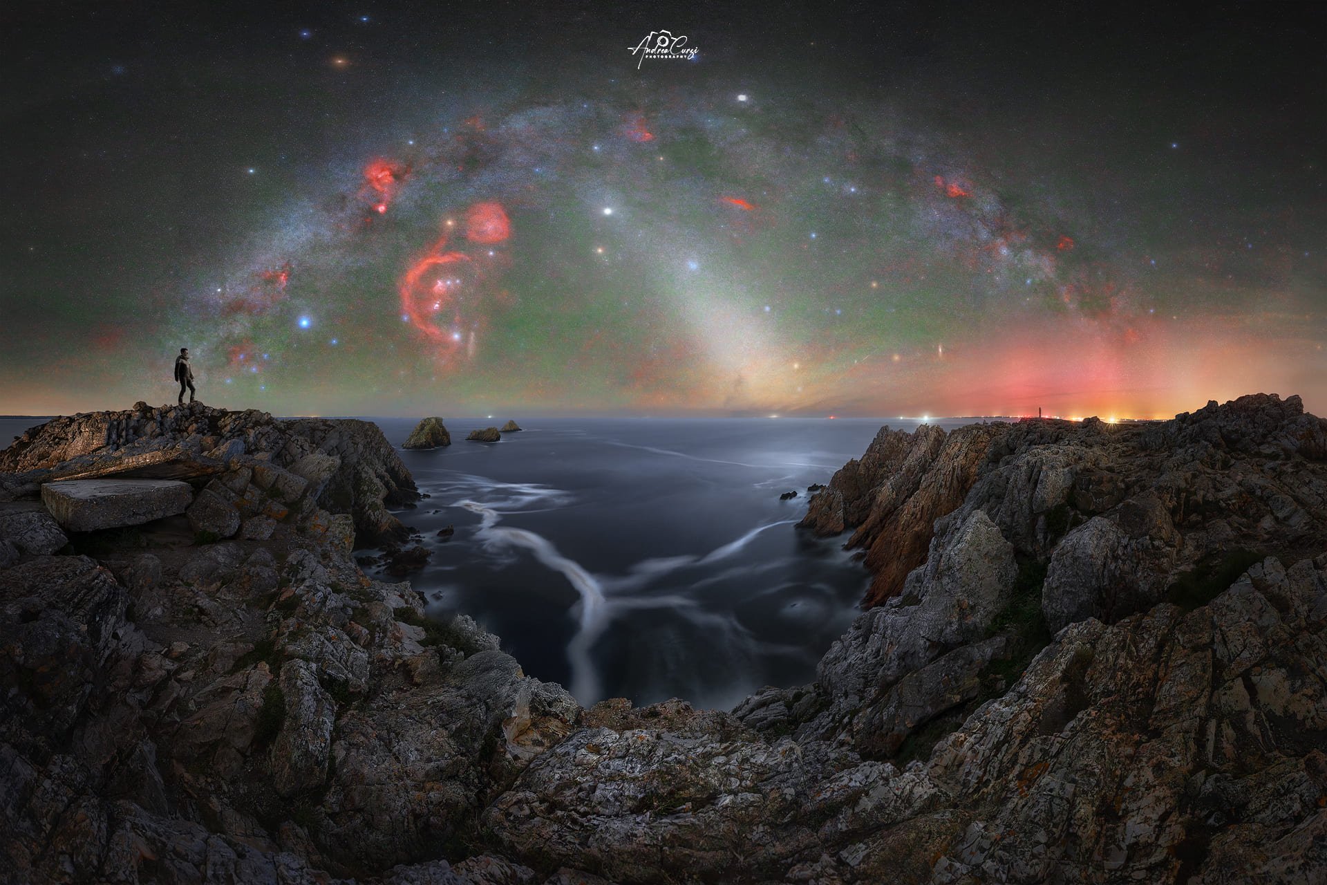 Bretagna Pen Hir Panoramica Orione Aurora Luce Zodiacale web.jpg