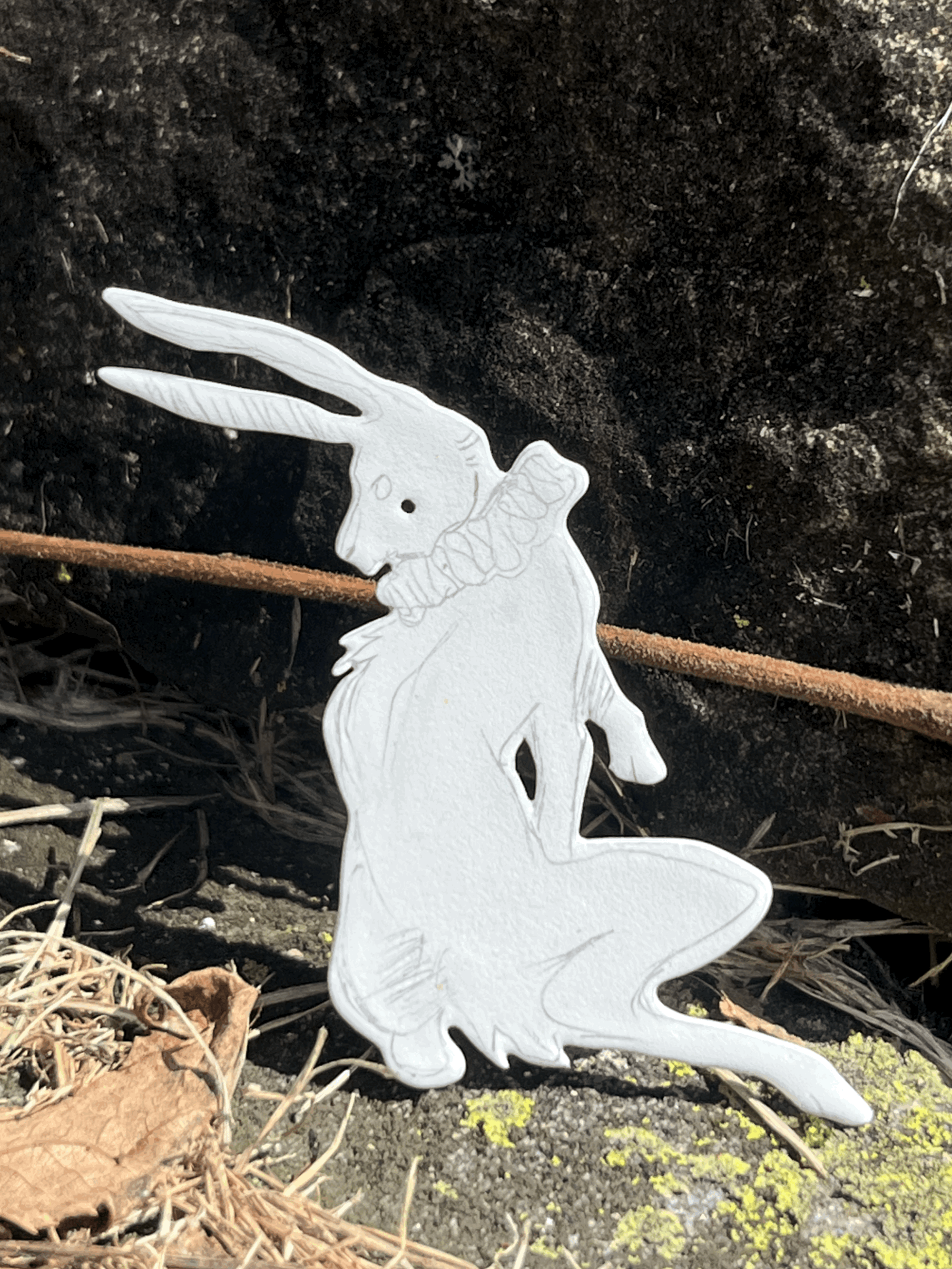 Medium White Jester Rabbit Pin