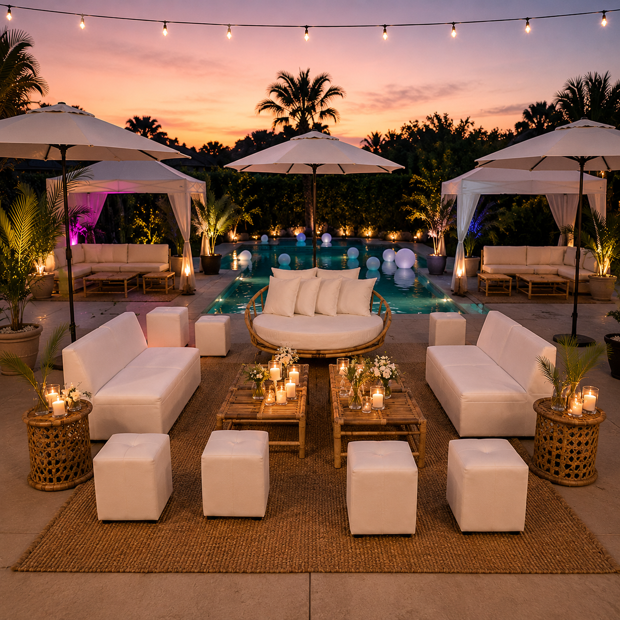 white lounge furniture rental bellaire