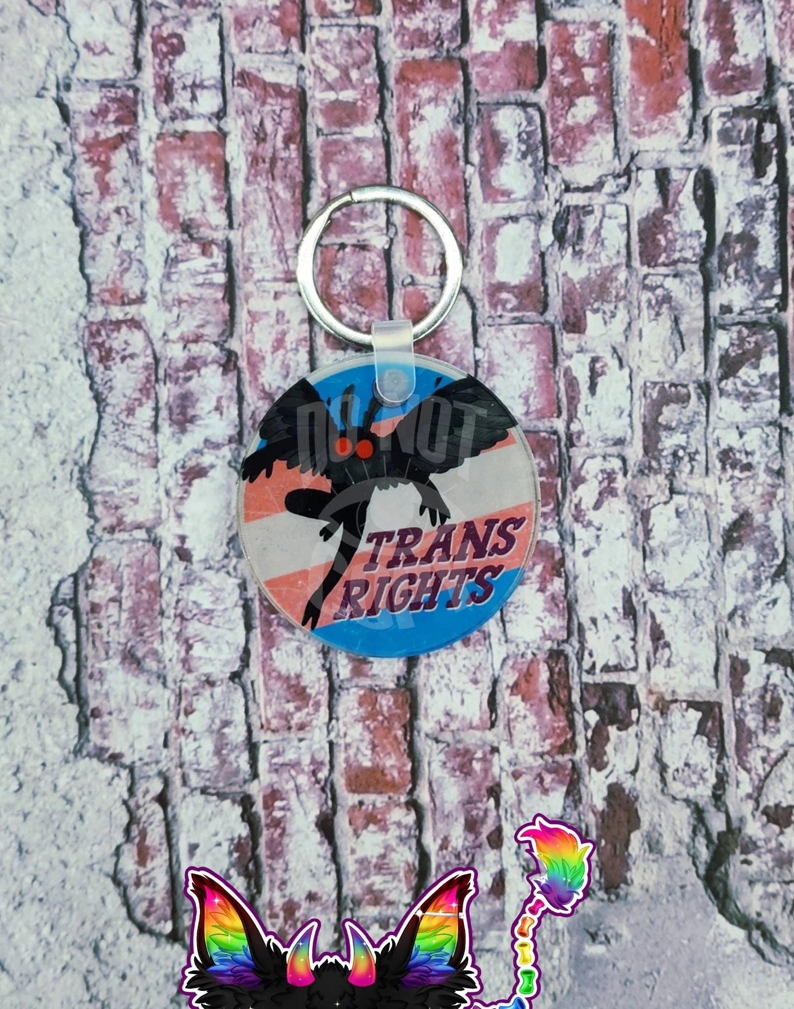 MOTHMAN Trans Rights Now! Acrylic Keychain