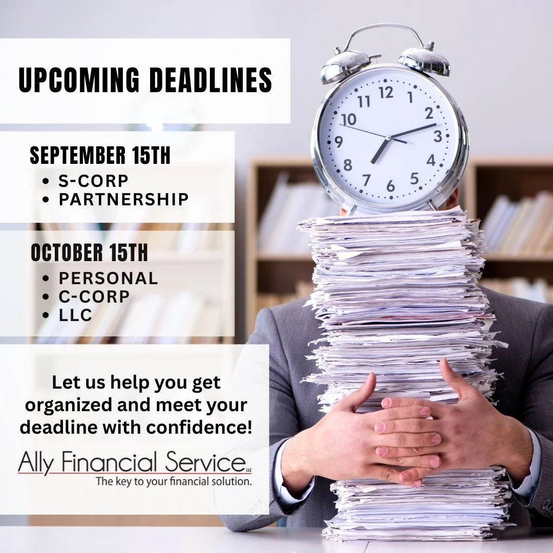 Attention taxpayers! 📣 If you filed an extension by April 15, 2025, here are your upcoming deadlines: 

➡️ September 15, 2025 &mdash; Partnership &amp; S-corporation returns are due.
➡️ October 15, 2025 &mdash; Individual and other extended returns 
