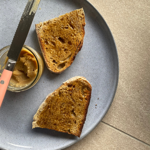 Toast spread with brown butter yoghee
