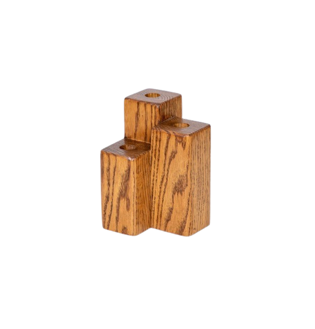 Oak Hand Made Candle Stick Holder