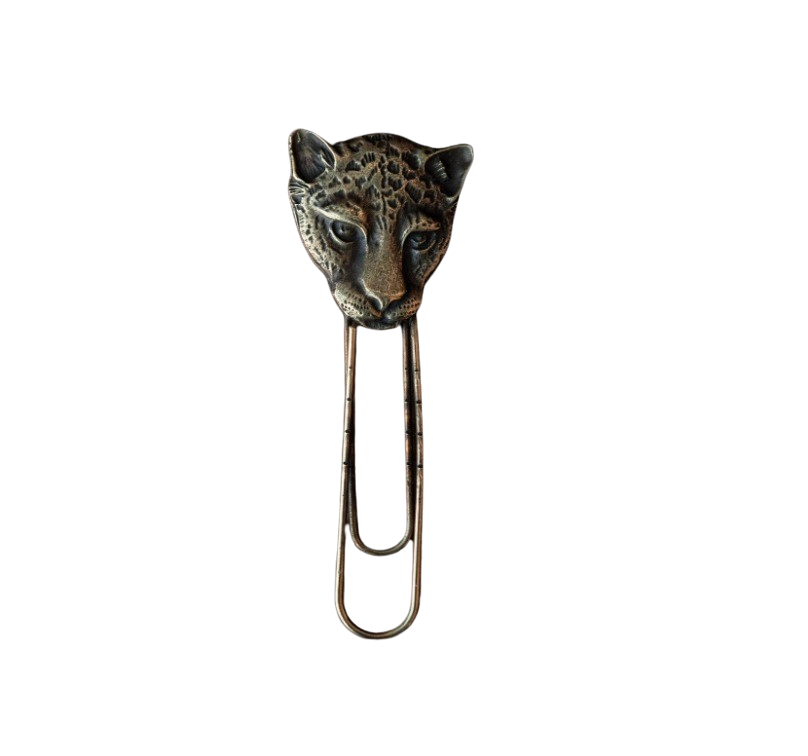 vintage brass bookmark motif cheetah