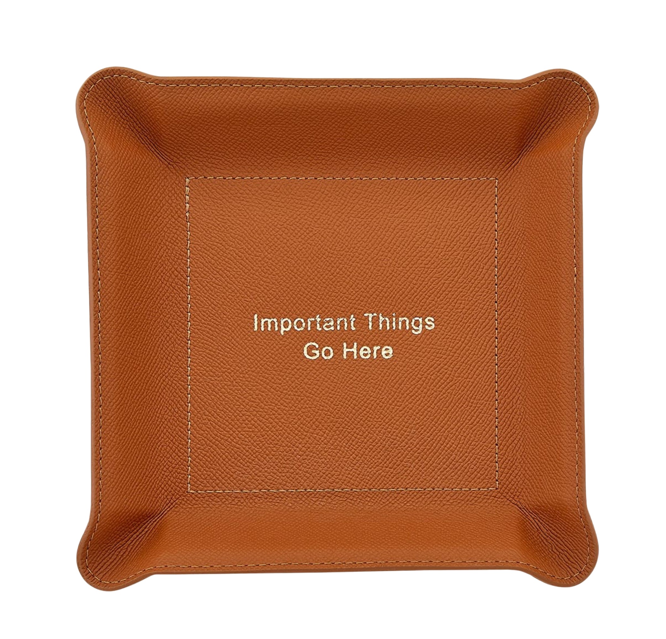 Graphic Image "Important Things Go Here" Leather Valet Tray