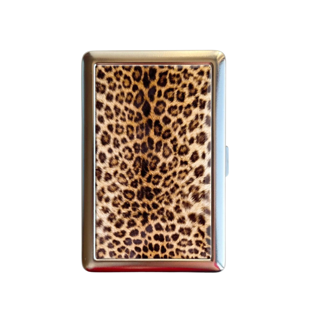 Fashion Leopard Pattern Cigarette Case Zigarettenetui Wallet Vintage Metal Joint Holder