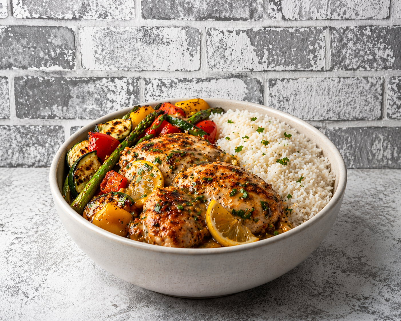Lemon Chicken Thigh with Vegetables & Rice