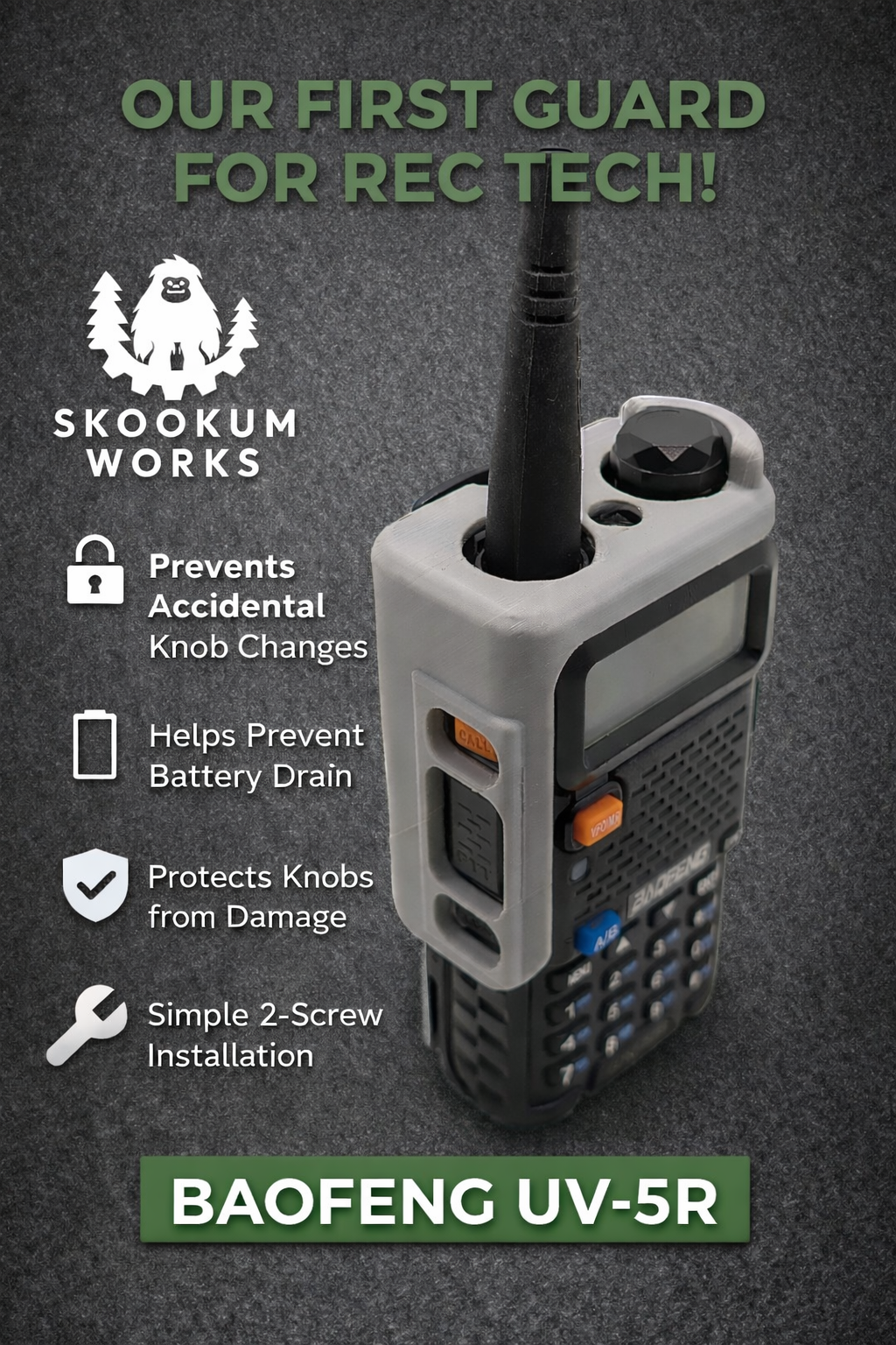 Knob Blocker Radio Guard for Baofeng UV-5R