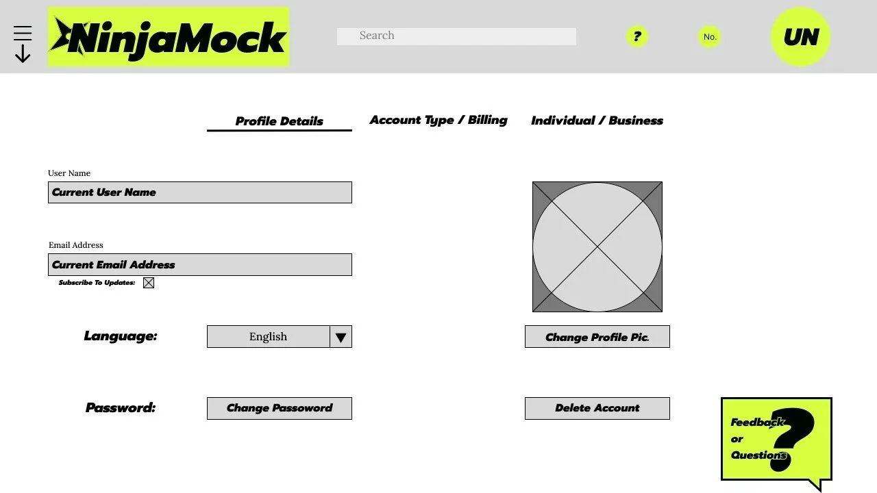 New My Accounts page: Switched name, password, and other basic information listed to the beginning and broke My Account page into three sub sections. 