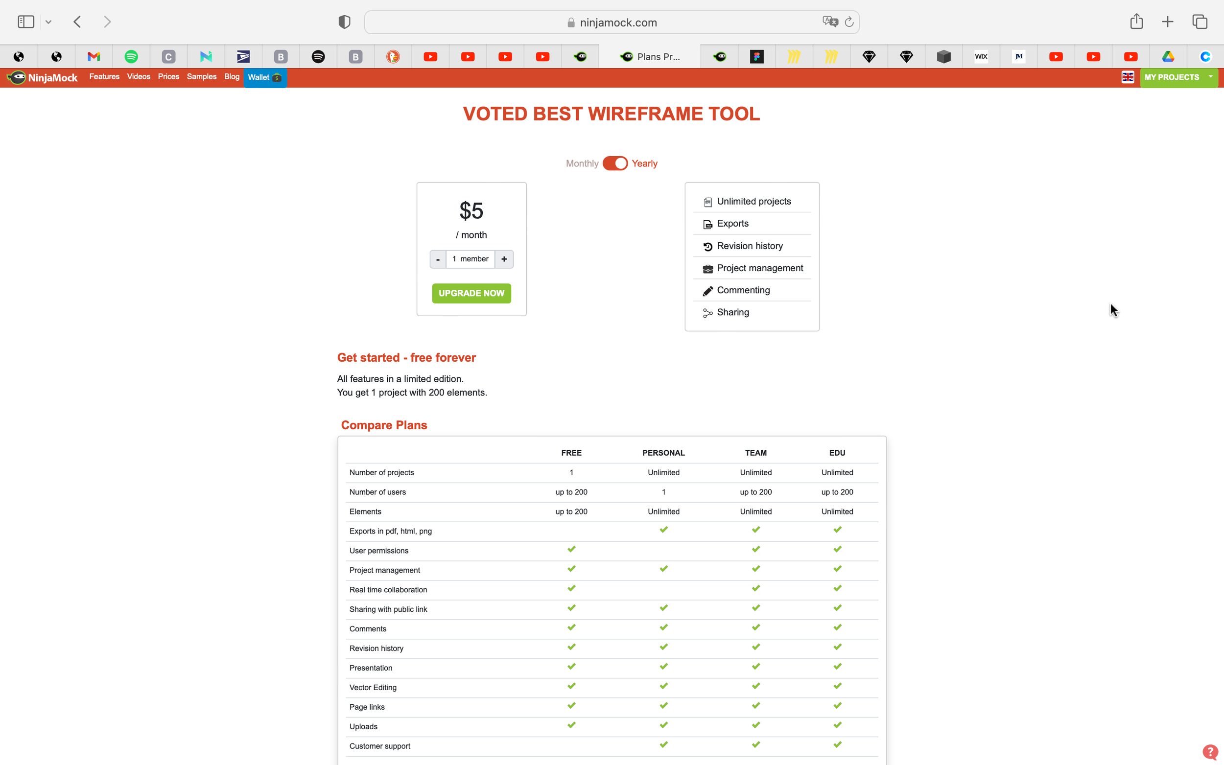 Previous Pricing page