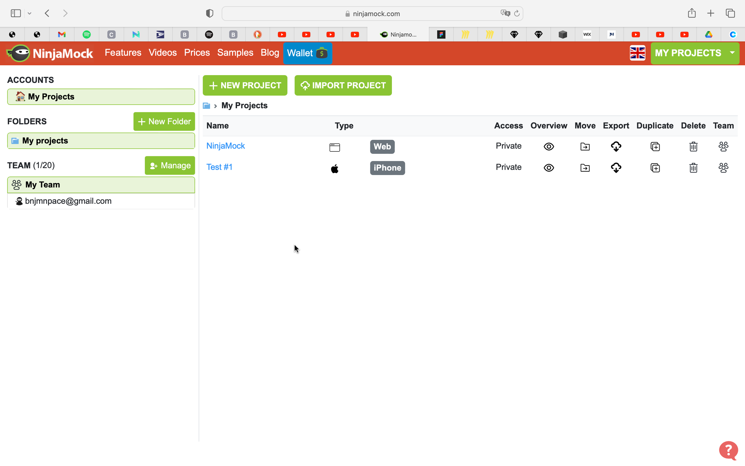 Previous My Projects Page  