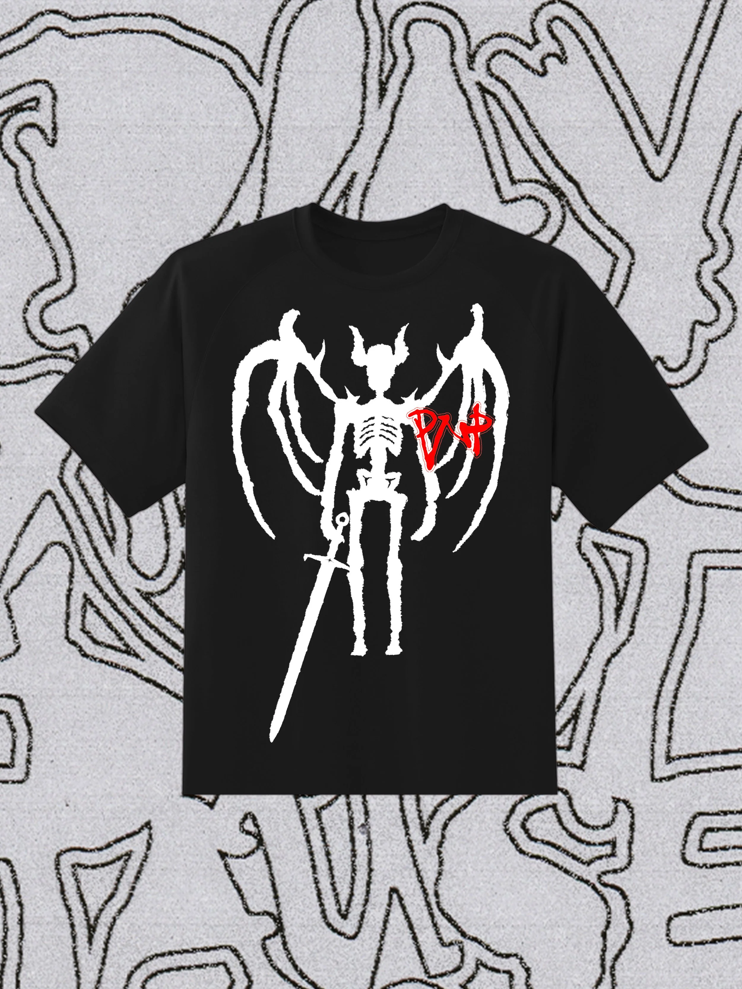 skele T-Shirt design for Play Not Pause Youtube channel, ‘PNP’ logo by Sammy Purulak

SCREEN PRINTED AT DROP DEAD, SHEFFIELD