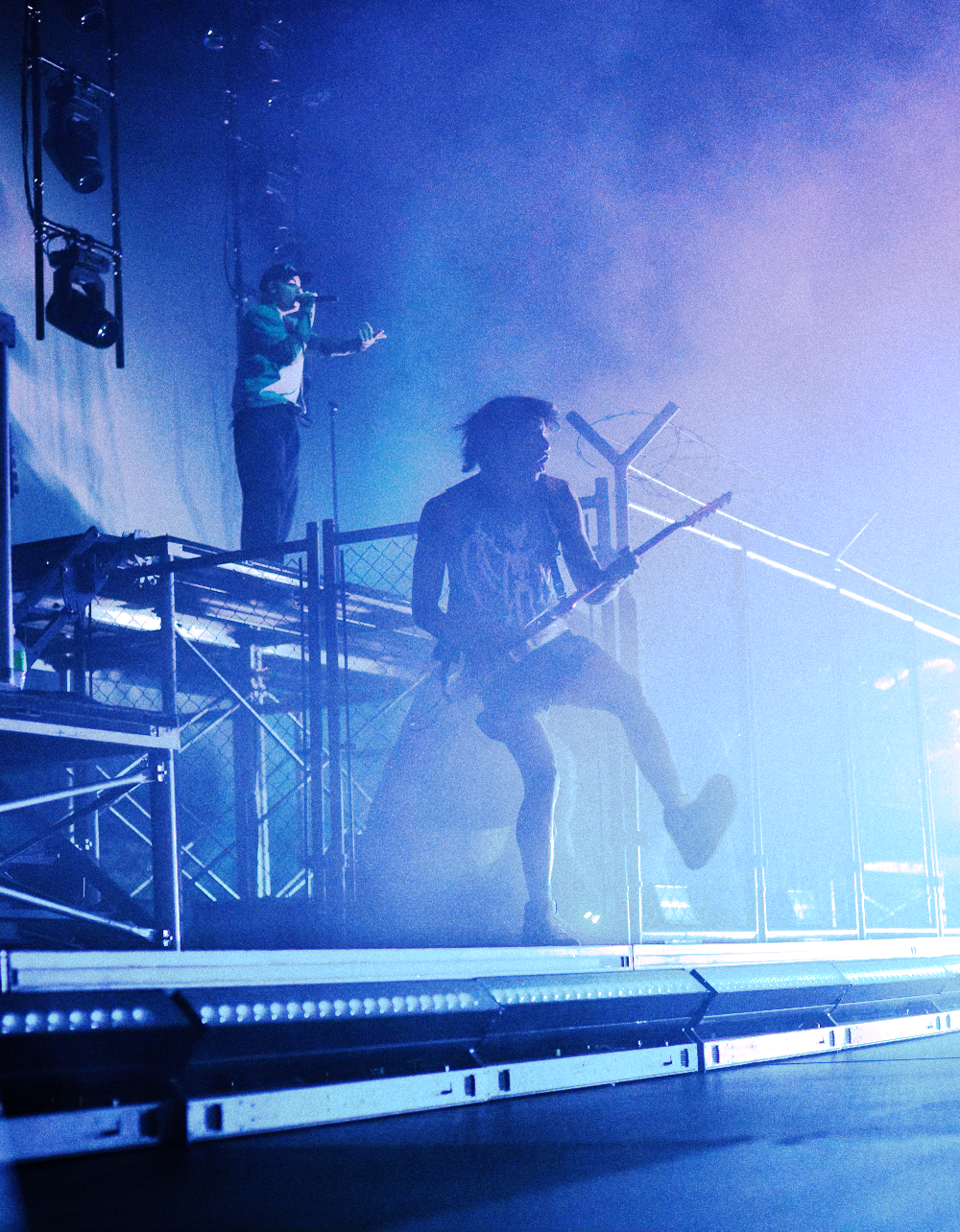 Jeff Keylor wearing the Skele tee, performing with The Kid Laroi, photo credit: Adam Kargenian