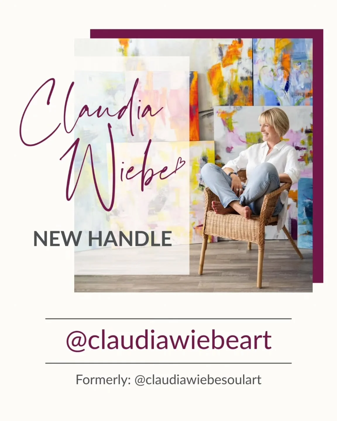 🚨 Small but meaningful shift ✨
I&rsquo;ve changed my handle from @claudiawiebesoulart ➡️ @claudiawiebeart.

Over time, my work and focus have evolved beyond what &ldquo;SoulArt&rdquo; represented when I first started. This new name feels more aligne
