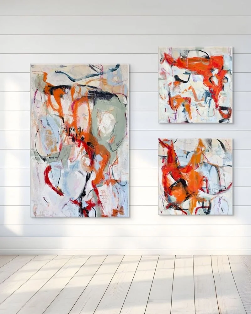 "It's Never Too Late" series - 3 artworks hanging together