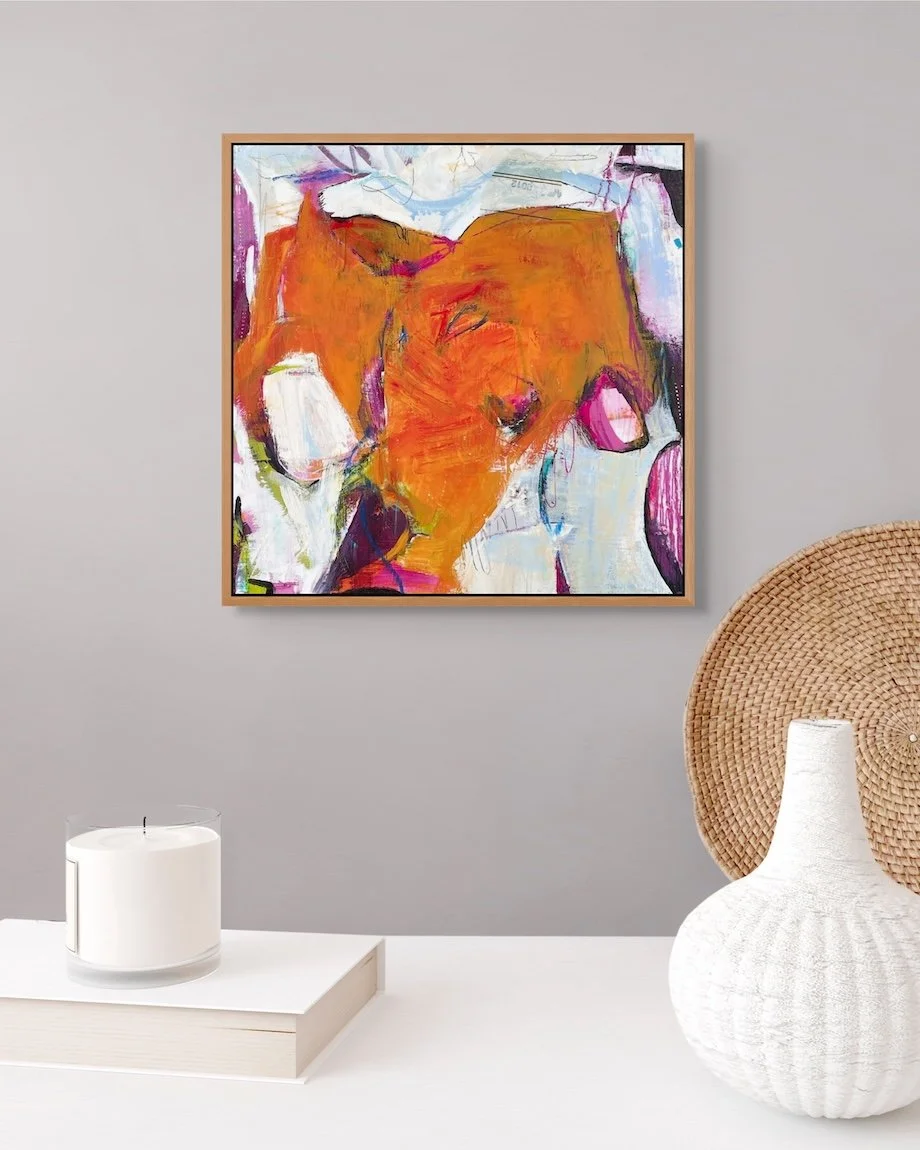 5700 Miles From Sausalito 14 - abstract painting hanging above a white cabinet