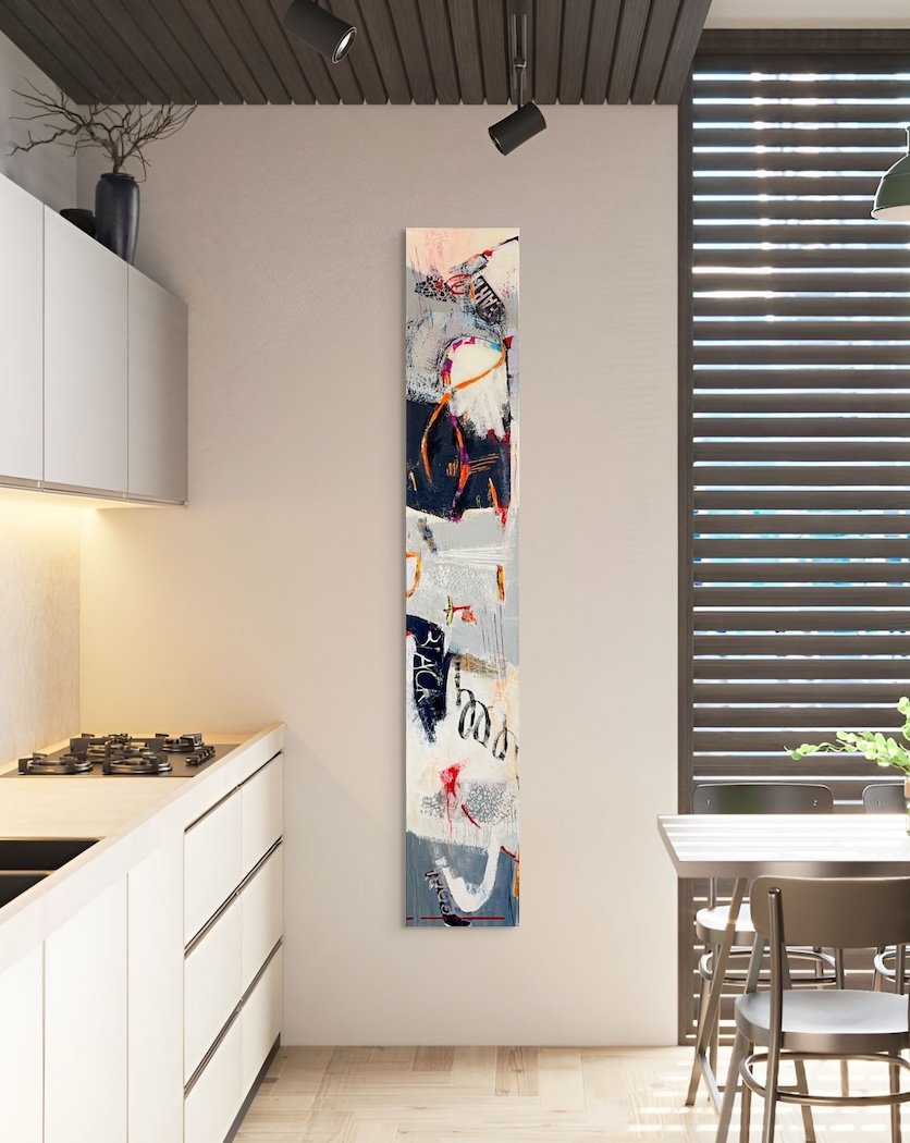 Grounded 2 - Abstract painting hanging in a kitchen