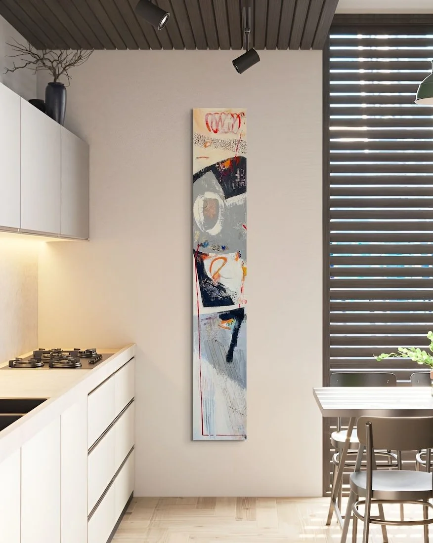 Grounded 1 - Abstract artwork hanging in a kitchen